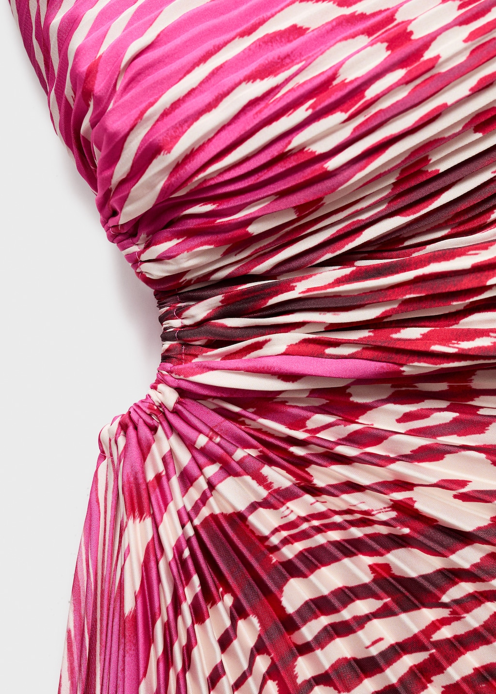 Pleated asymmetrical dress with opening