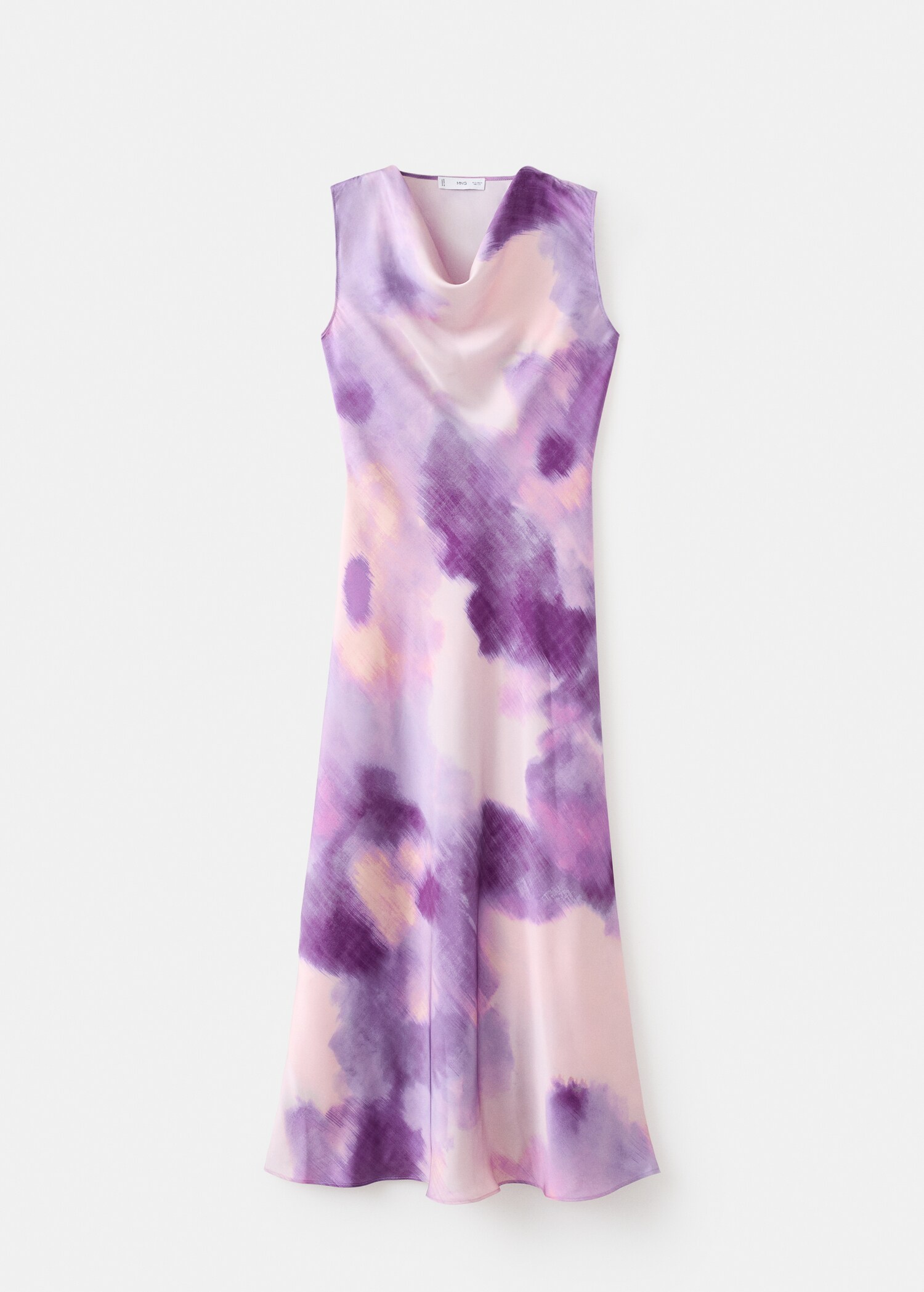 Vestido satinado tie-dye cuello drapeado - Artículo sin modelo