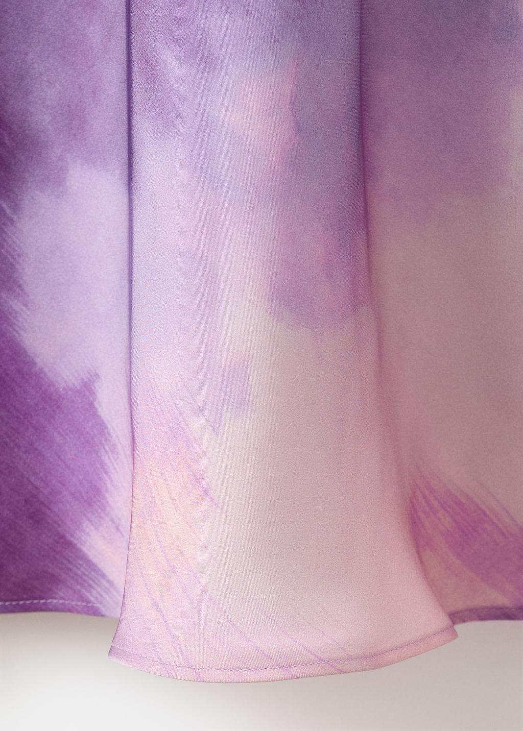 Satin tie-dye dress with draped neckline