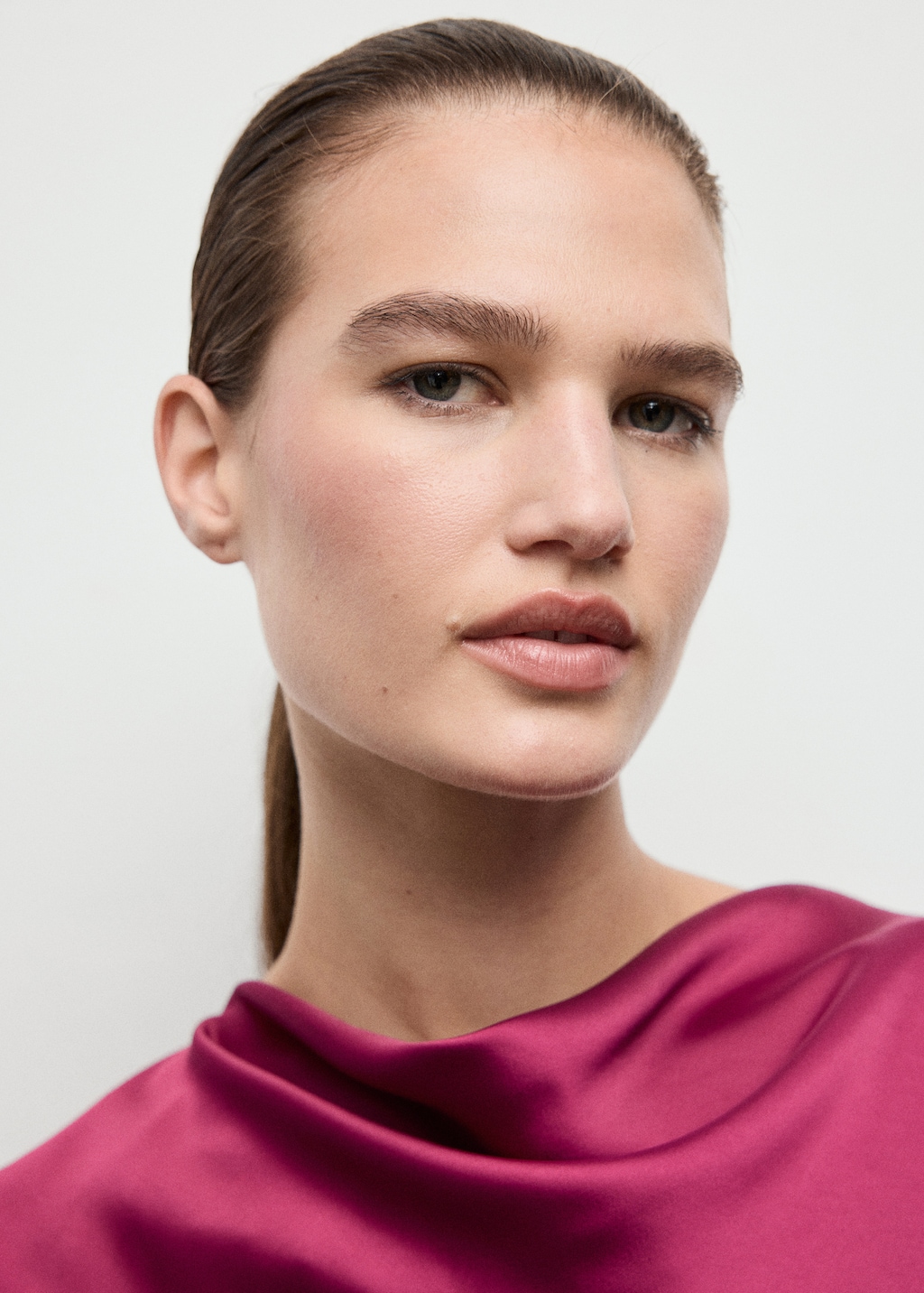 Flared-sleeve satin dress