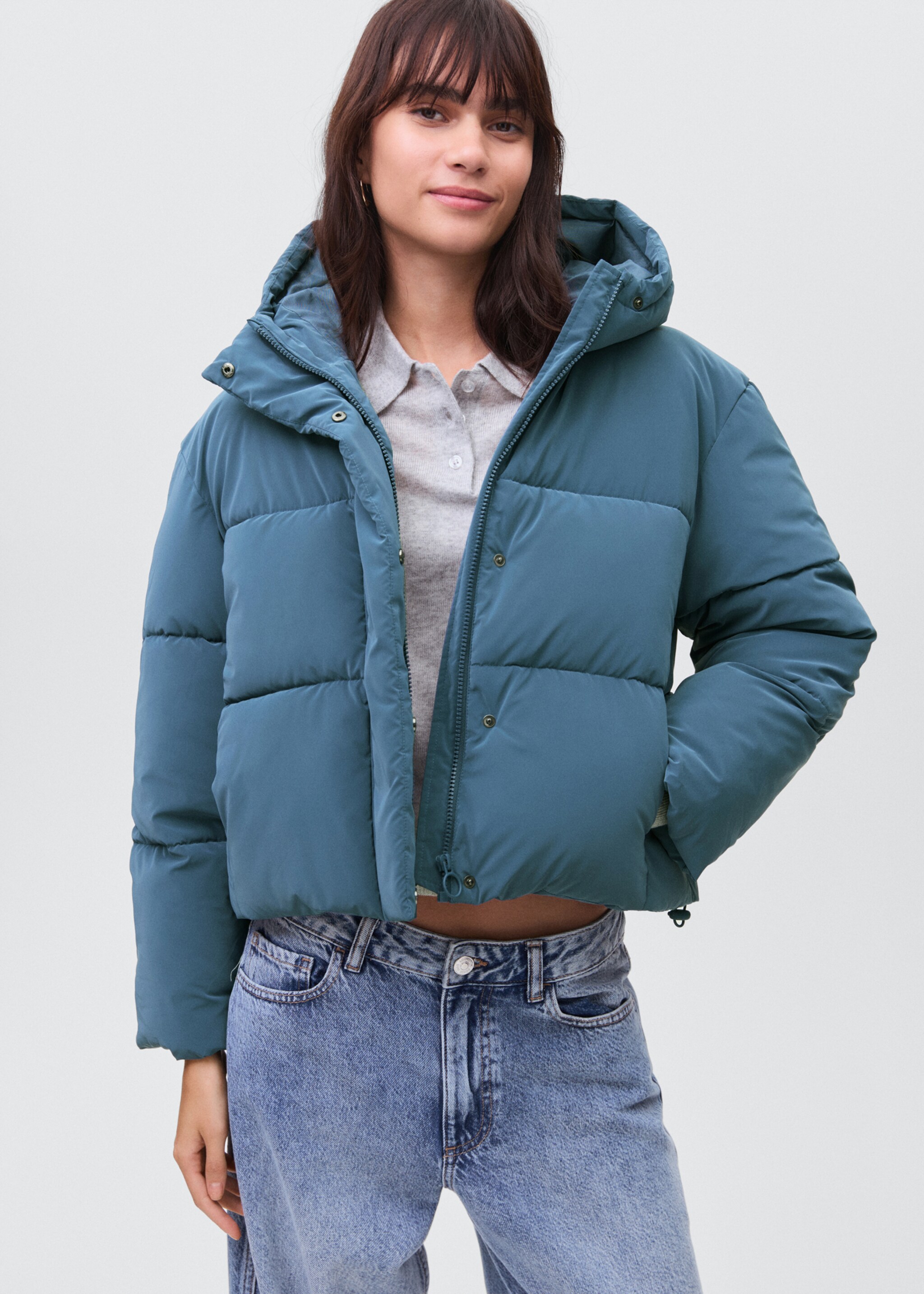 Anorak acolchado efecto encerado - Plano medio, Azul. Ref: 17036327-00.