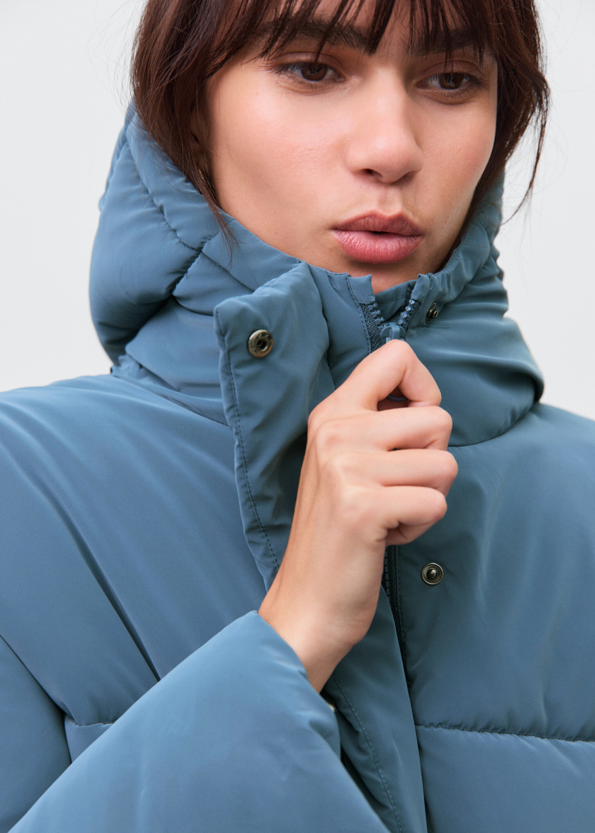 Anorak acolchado efecto encerado - Detalle del artículo 1, Azul. Ref: 17036327-00.