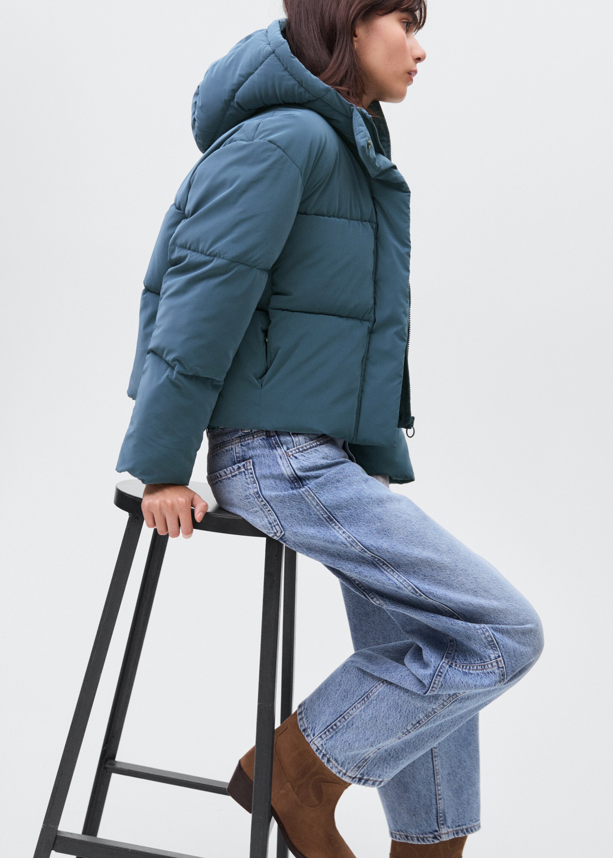 Anorak acolchado efecto encerado - Detalle del artículo 2, Azul. Ref: 17036327-00.