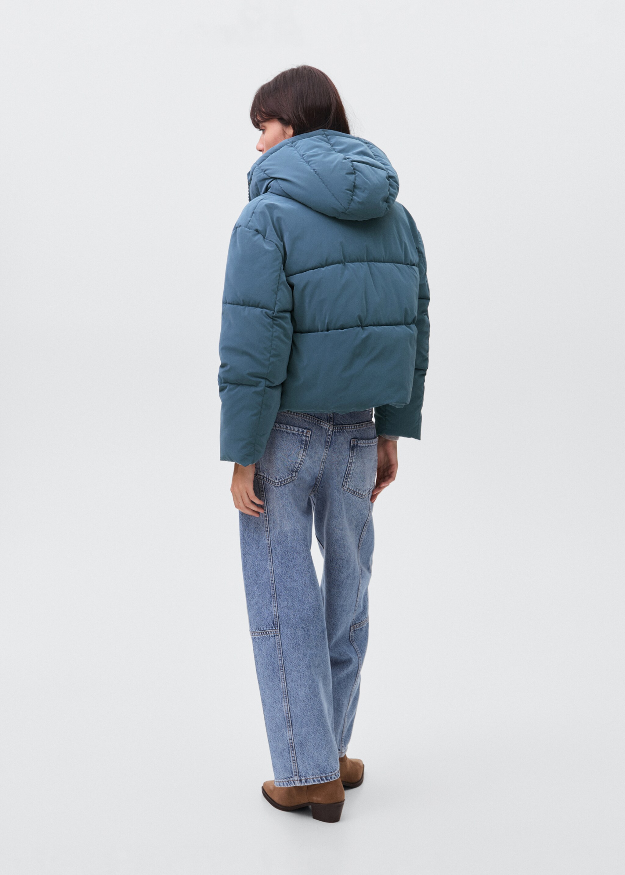 Anorak acolchado efecto encerado - Reverso del artículo, Azul. Ref: 17036327-00.