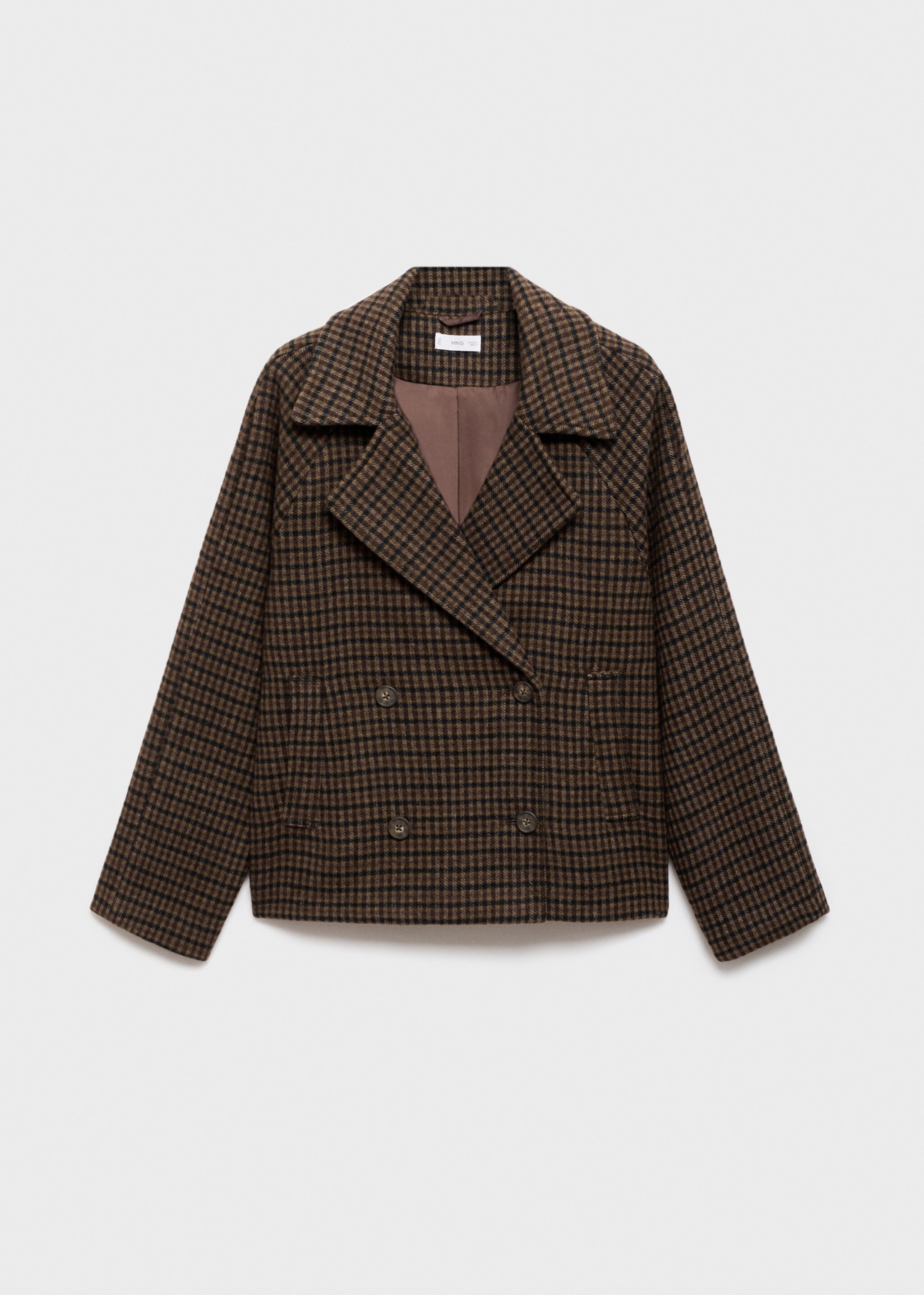 Checked wool-blend coat - Article without model, Brown. Ref: 17036328-00.