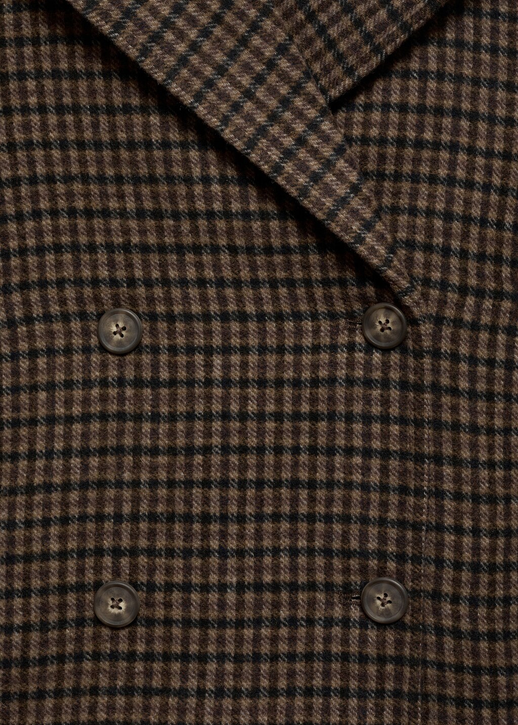 Checked wool-blend coat