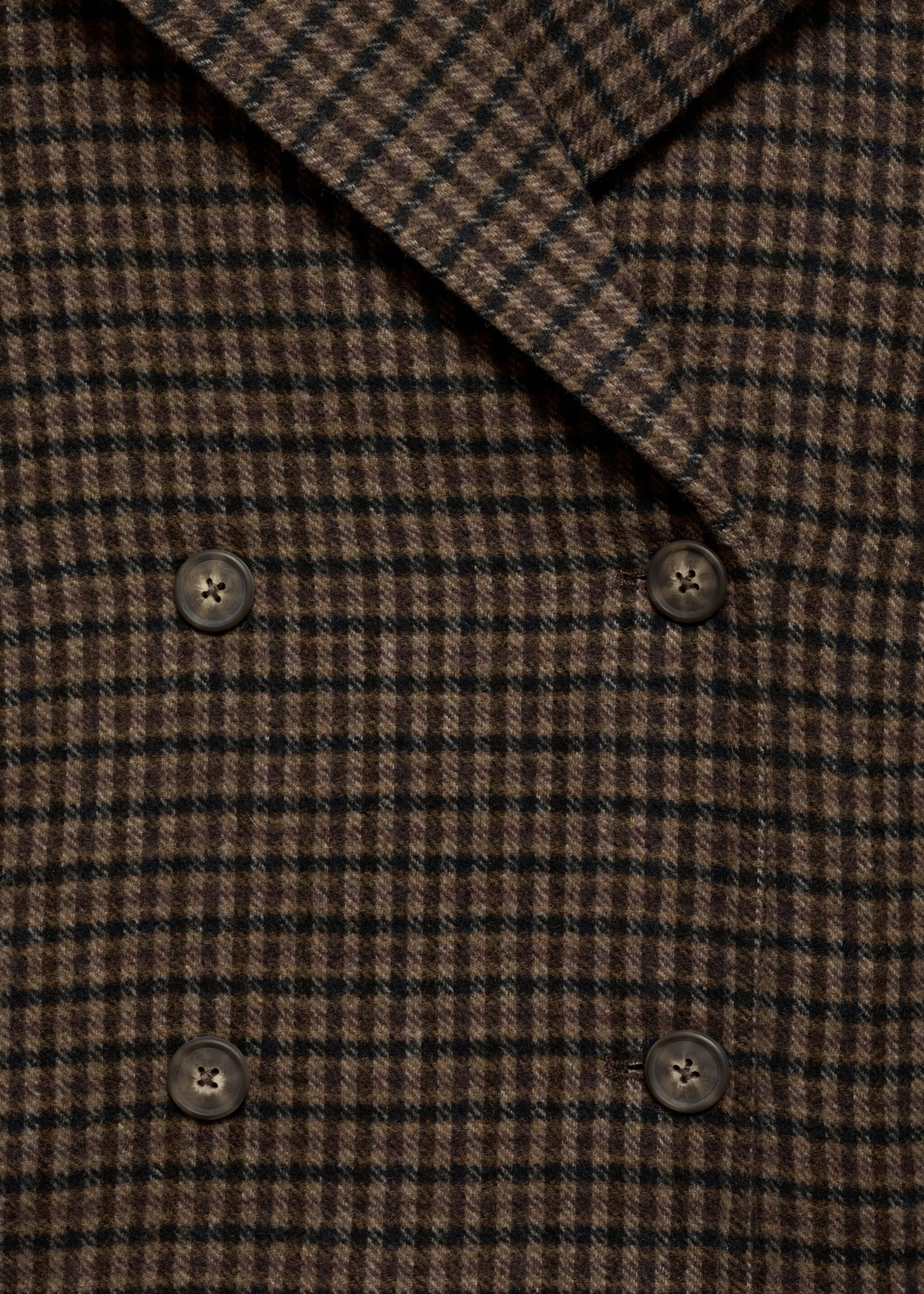 Checked wool-blend coat - Details of the article 0, Brown. Ref: 17036328-00.