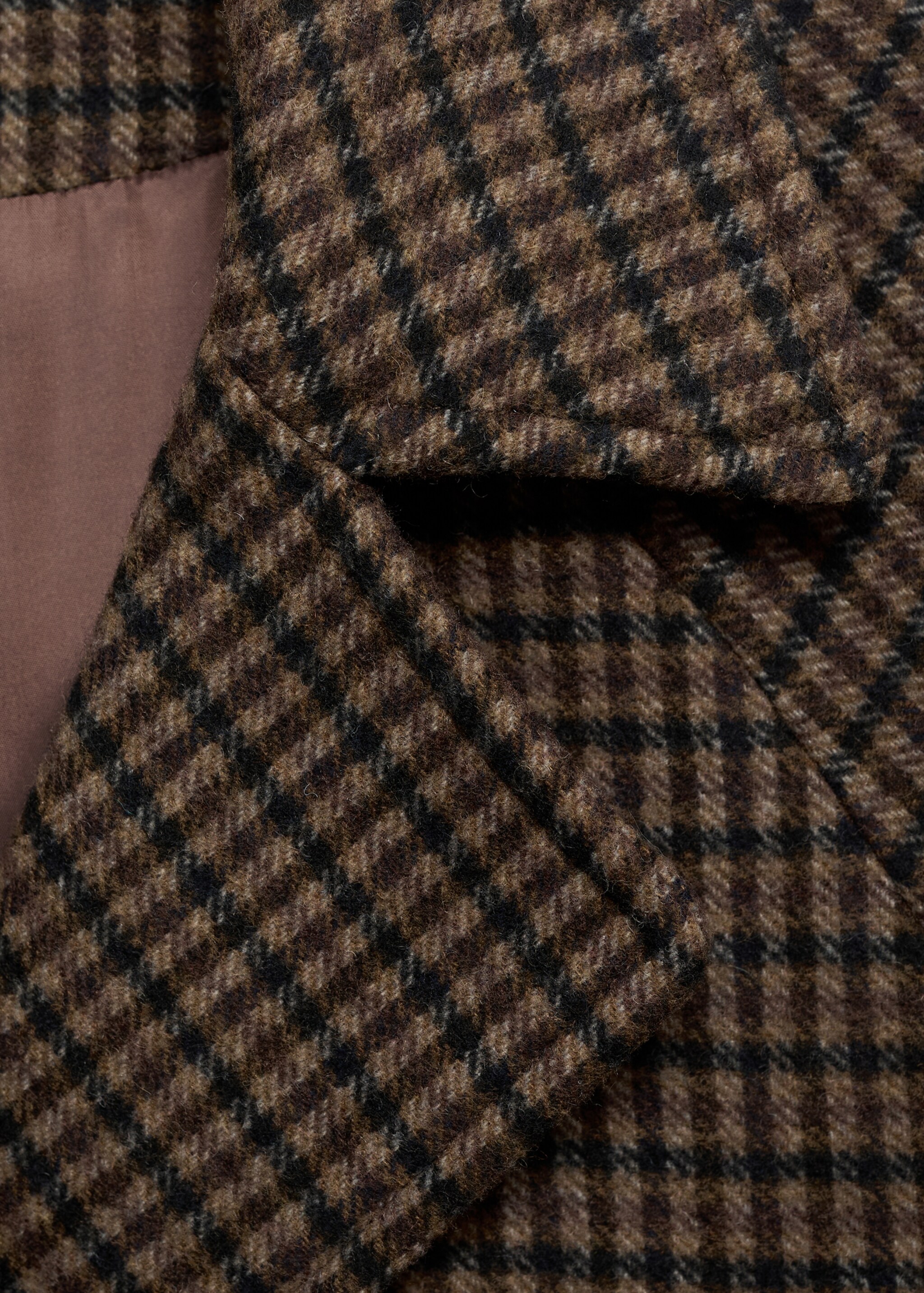 Checked wool-blend coat - Details of the article 8, Brown. Ref: 17036328-00.