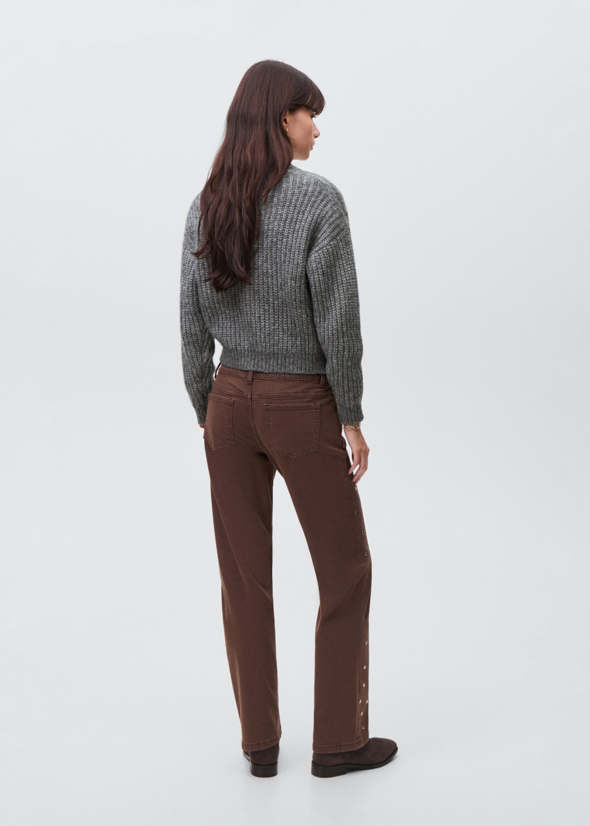 Wool-blend knit sweater - Reverse of the article, Dark Heather Grey. Ref: 17036331-00.
