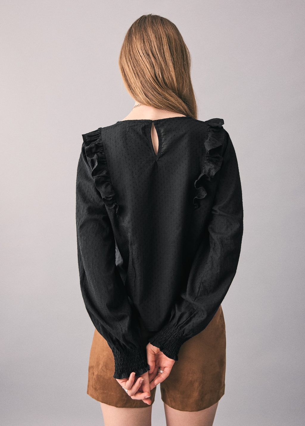 Ruffled embroidered blouse