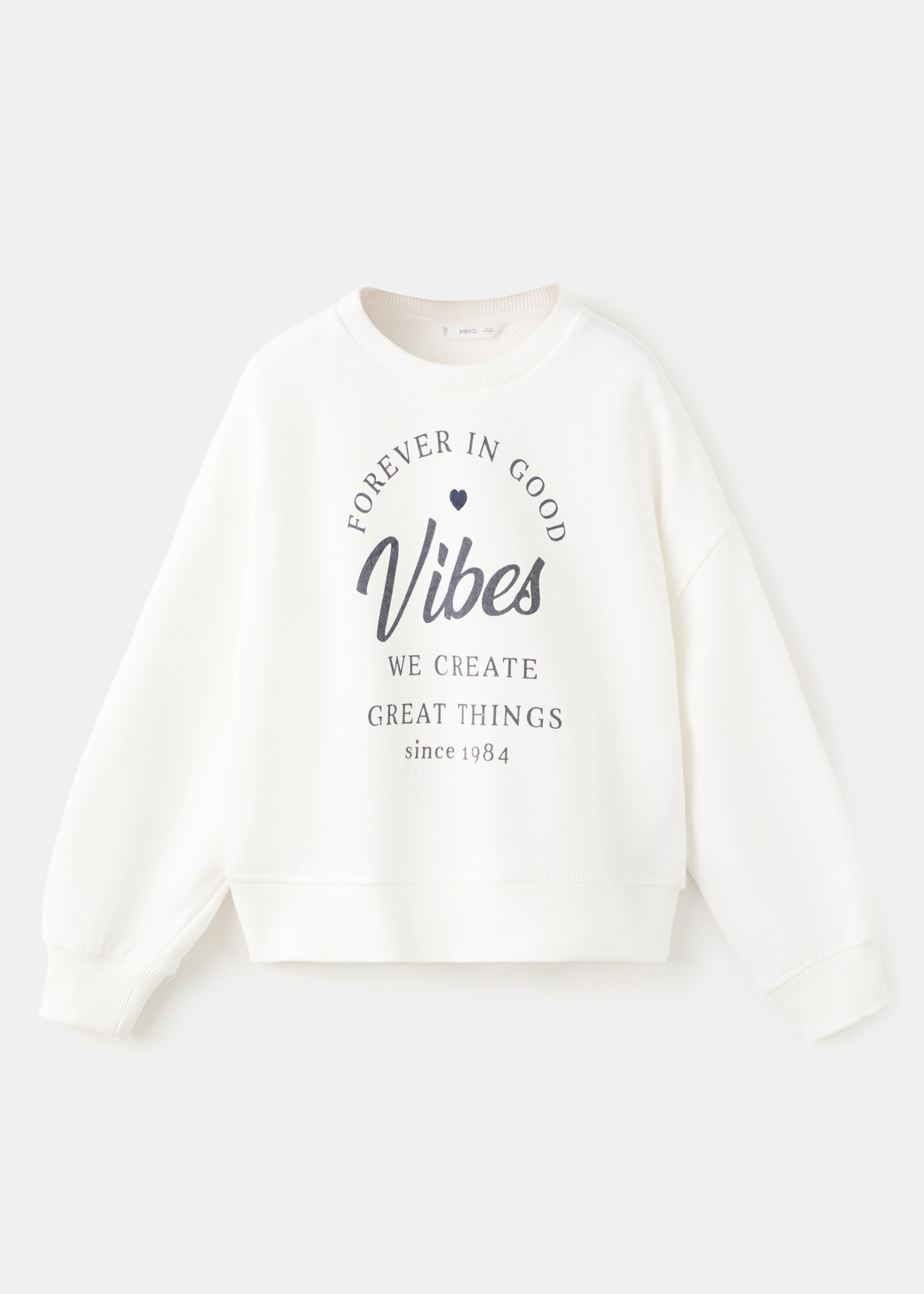 Sweat-shirt coton imprimé - Article sans modèle, Blanc cassé. Ref: 17036343-00.