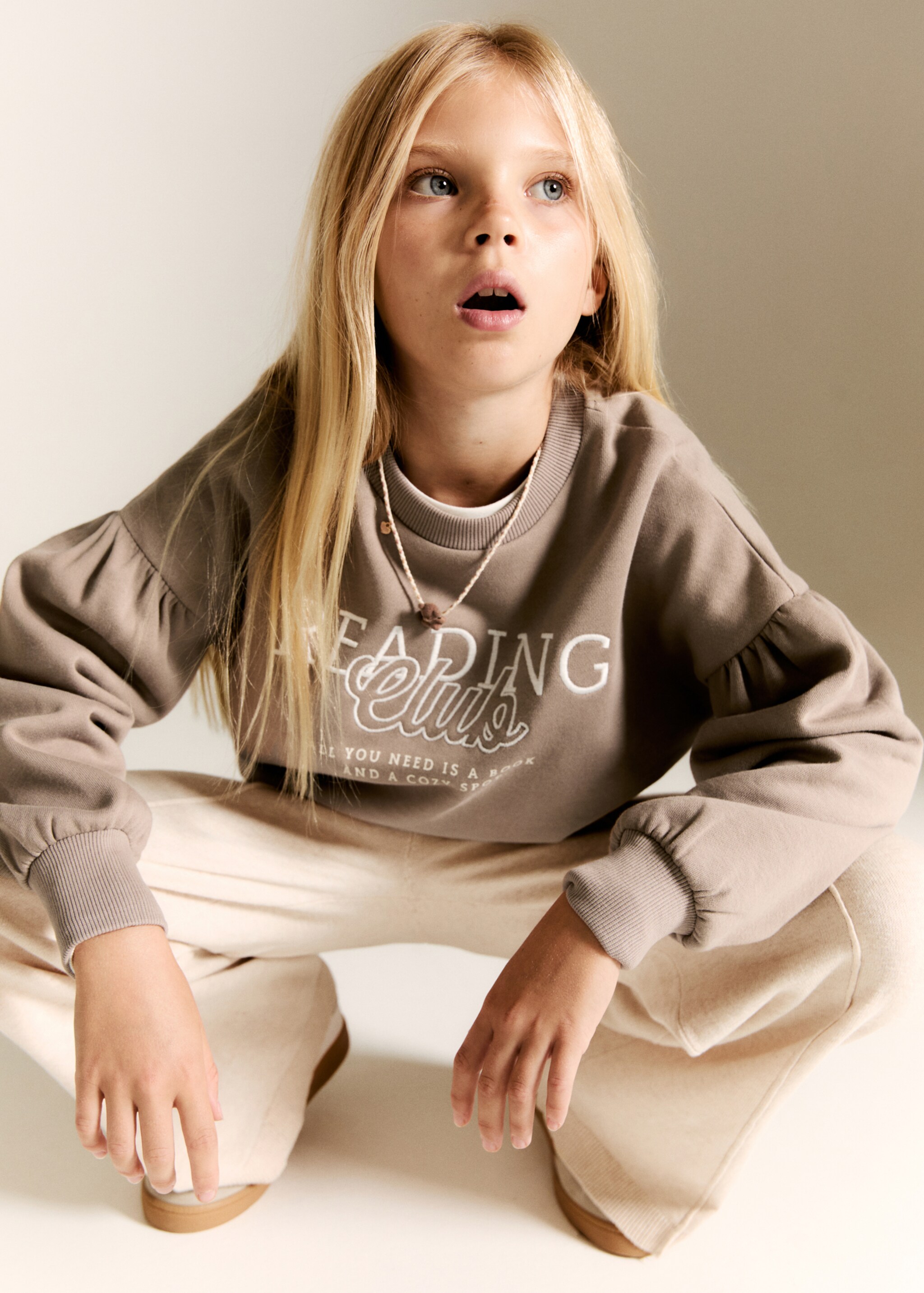 Embroidered cotton sweatshirt - Medium plane, Medium Brown. Ref: 17036344-00.