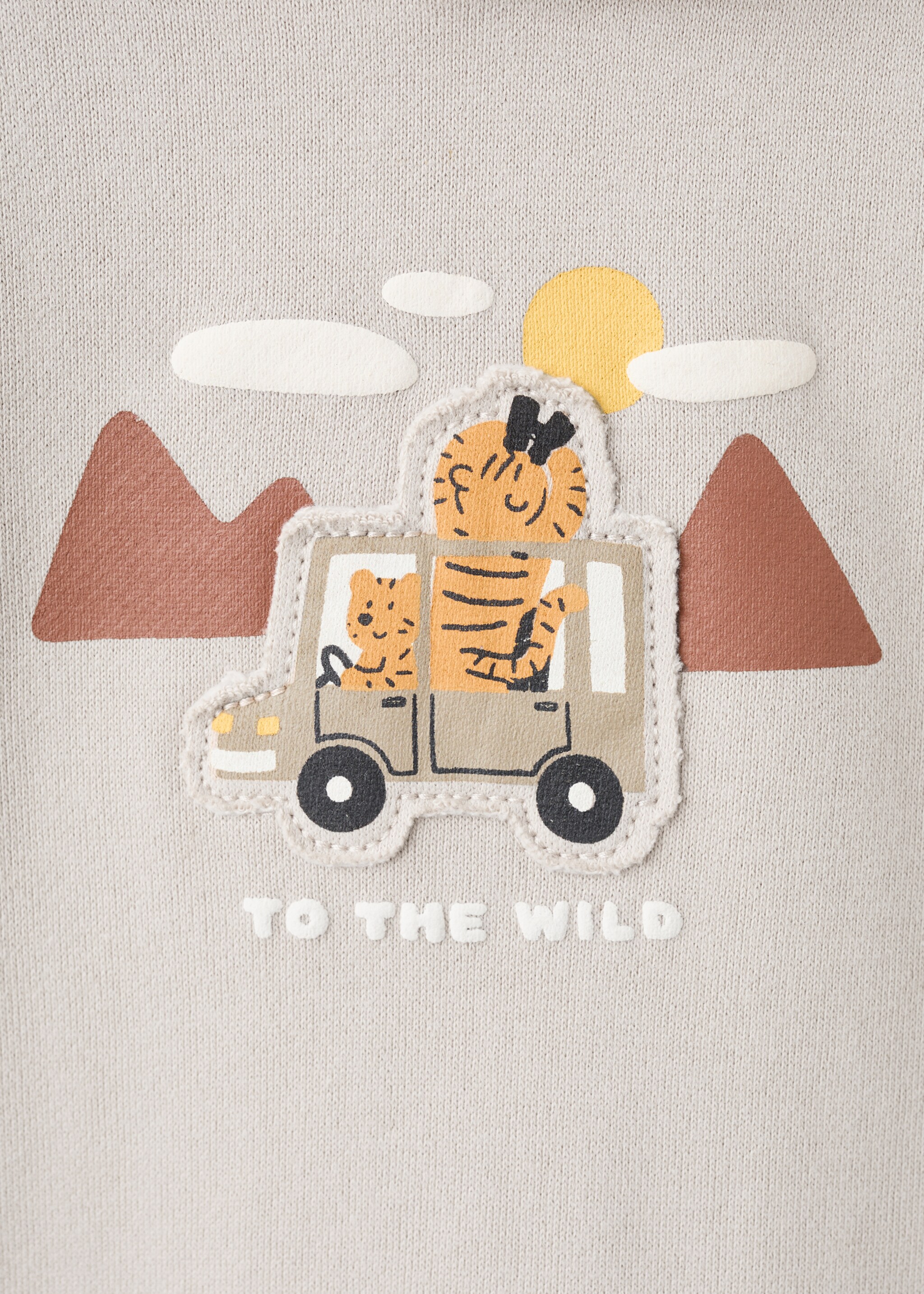 Printed embroidered sweatshirt - Details of the article 8, Sand. Ref: 17036350-00.