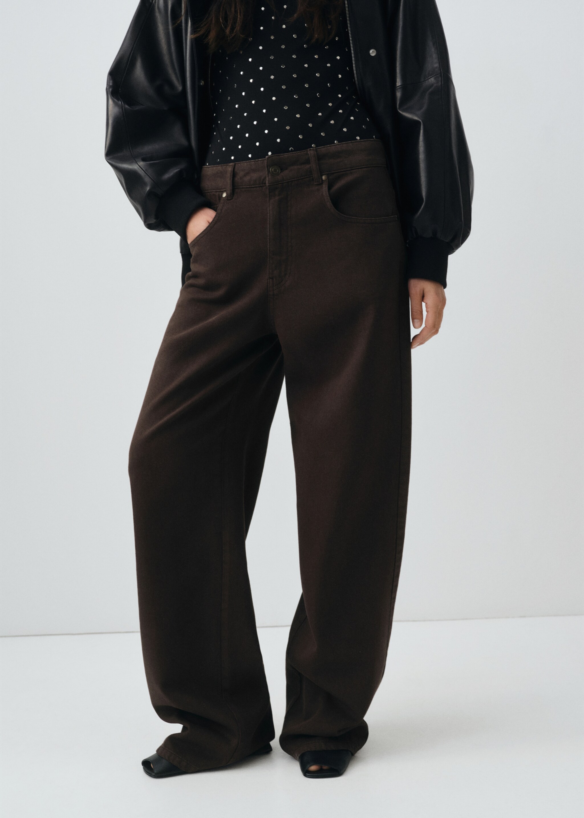 Mid-rise straight jeans - Medium plane, Chocolate. Ref: 17036357-00.