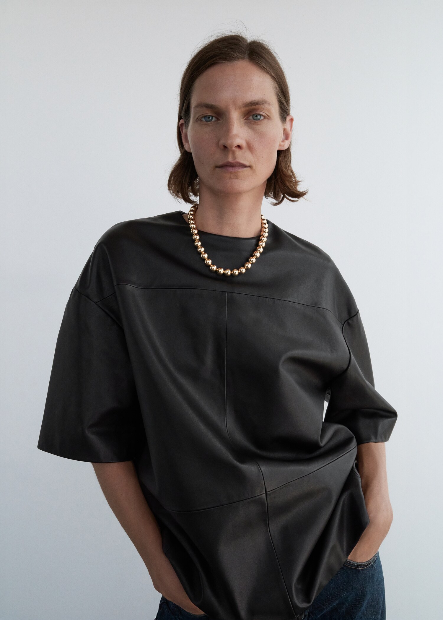 100% leather oversized t-shirt - Medium plane