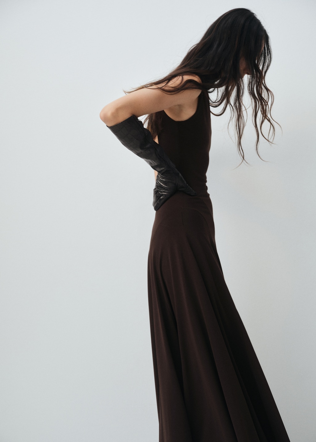 Godet dress with back opening