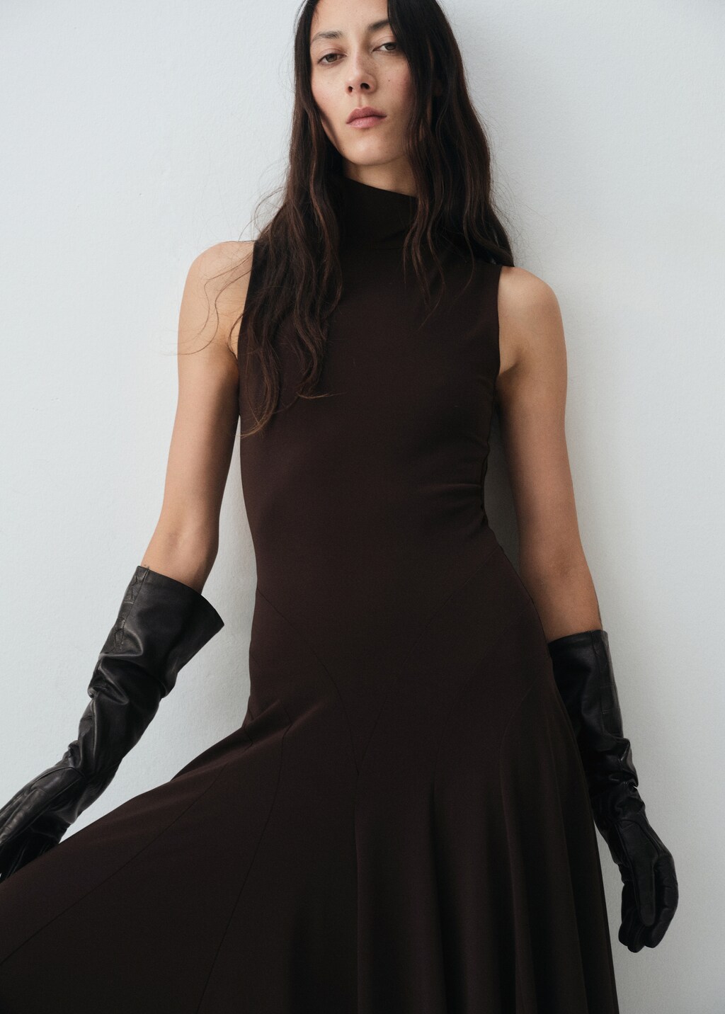 Mango Godet dress with back opening