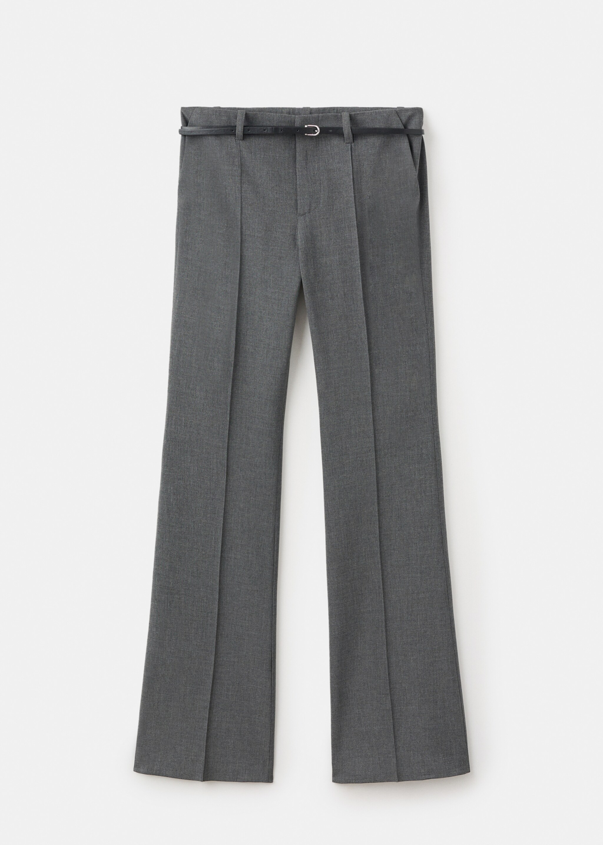 Pantalon droit avec ceinture - Article sans modèle, Gris. Ref: 17036360-00.