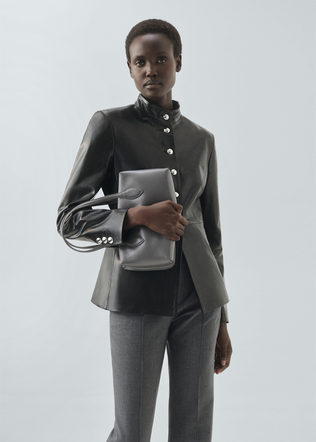 Belt straight-fit pants