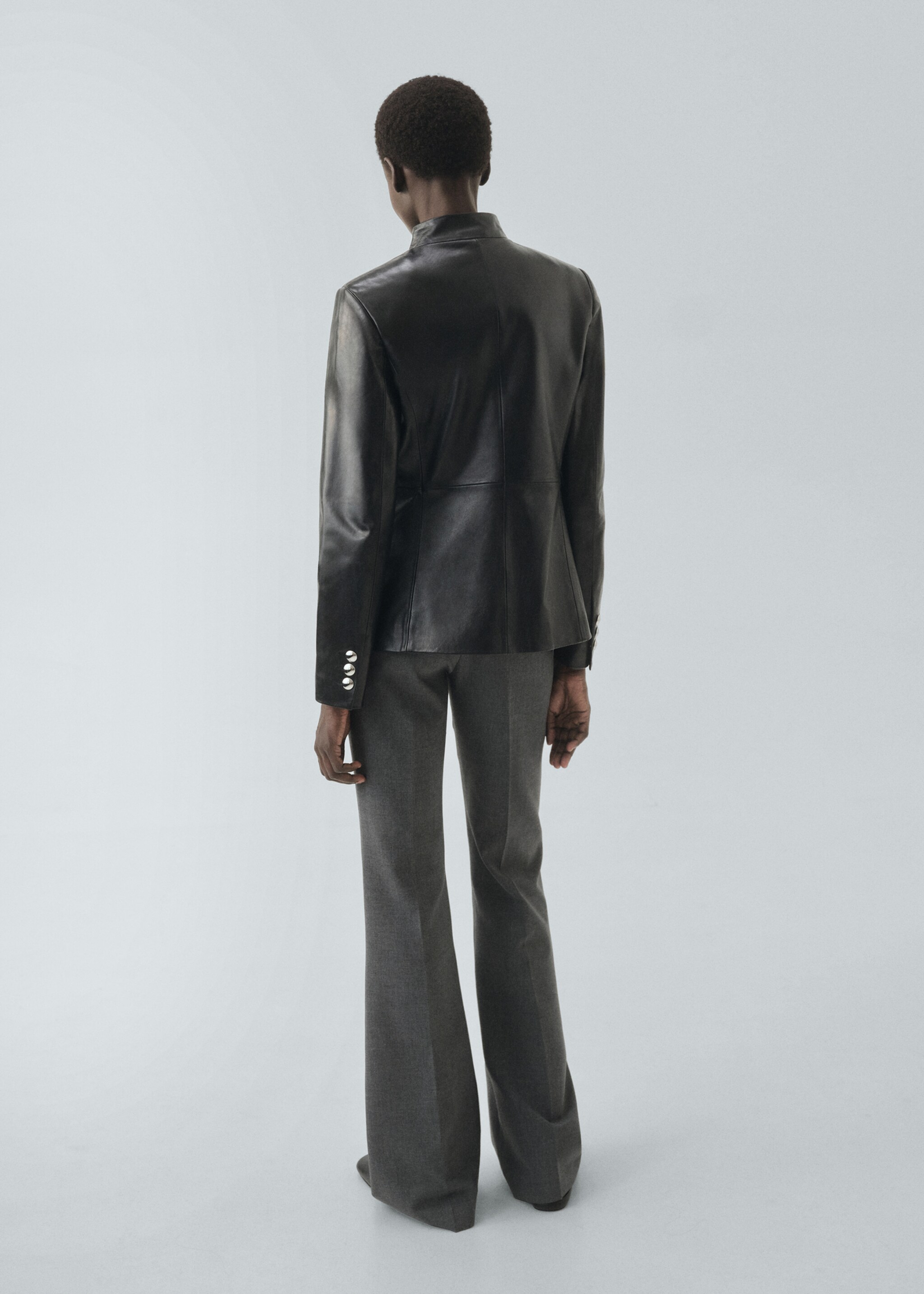 Pantalon droit avec ceinture - Verso de l’article, Gris. Ref: 17036360-00.