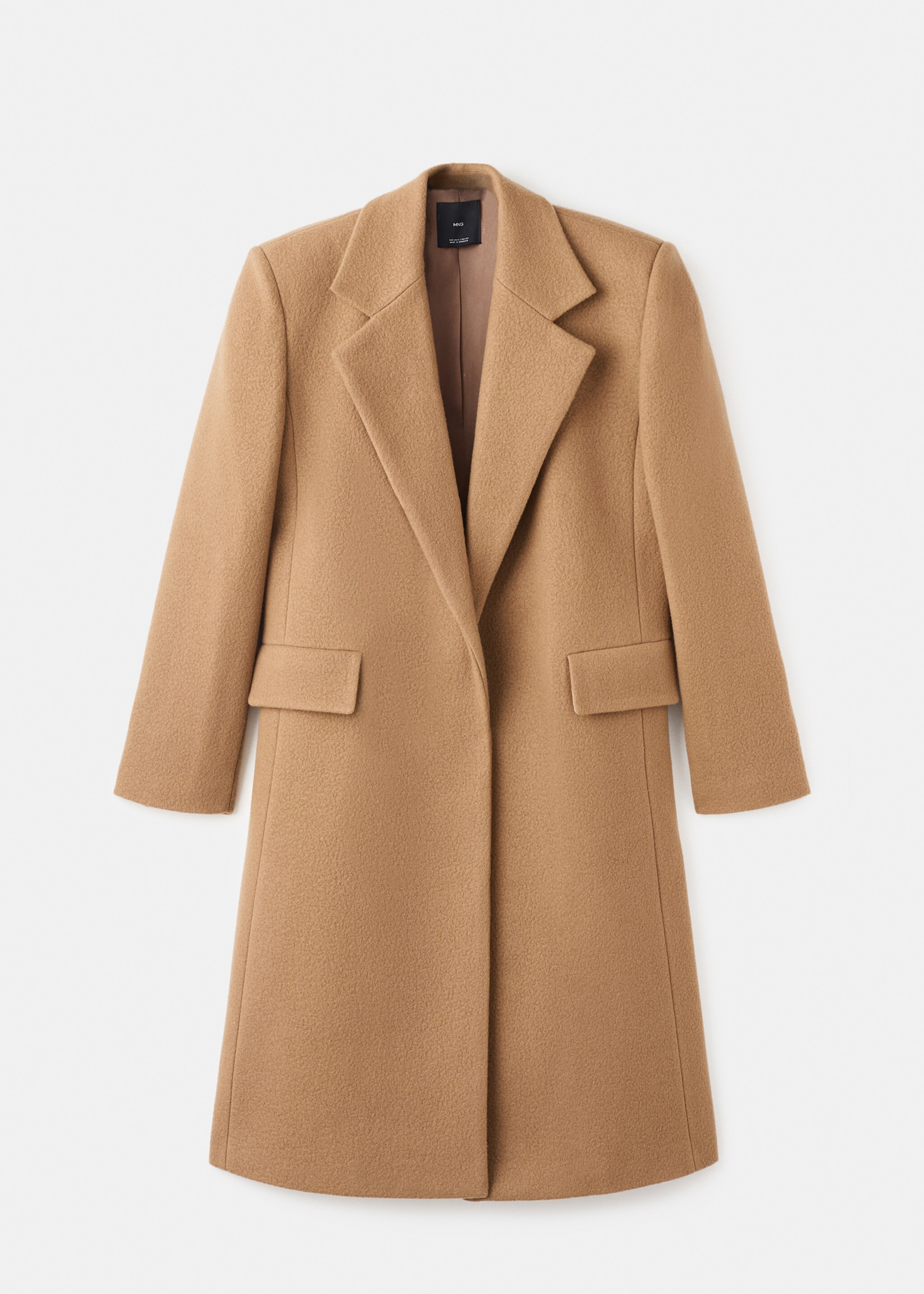 Lapels wool coat - Article without model, Medium Brown. Ref: 17036361-00.