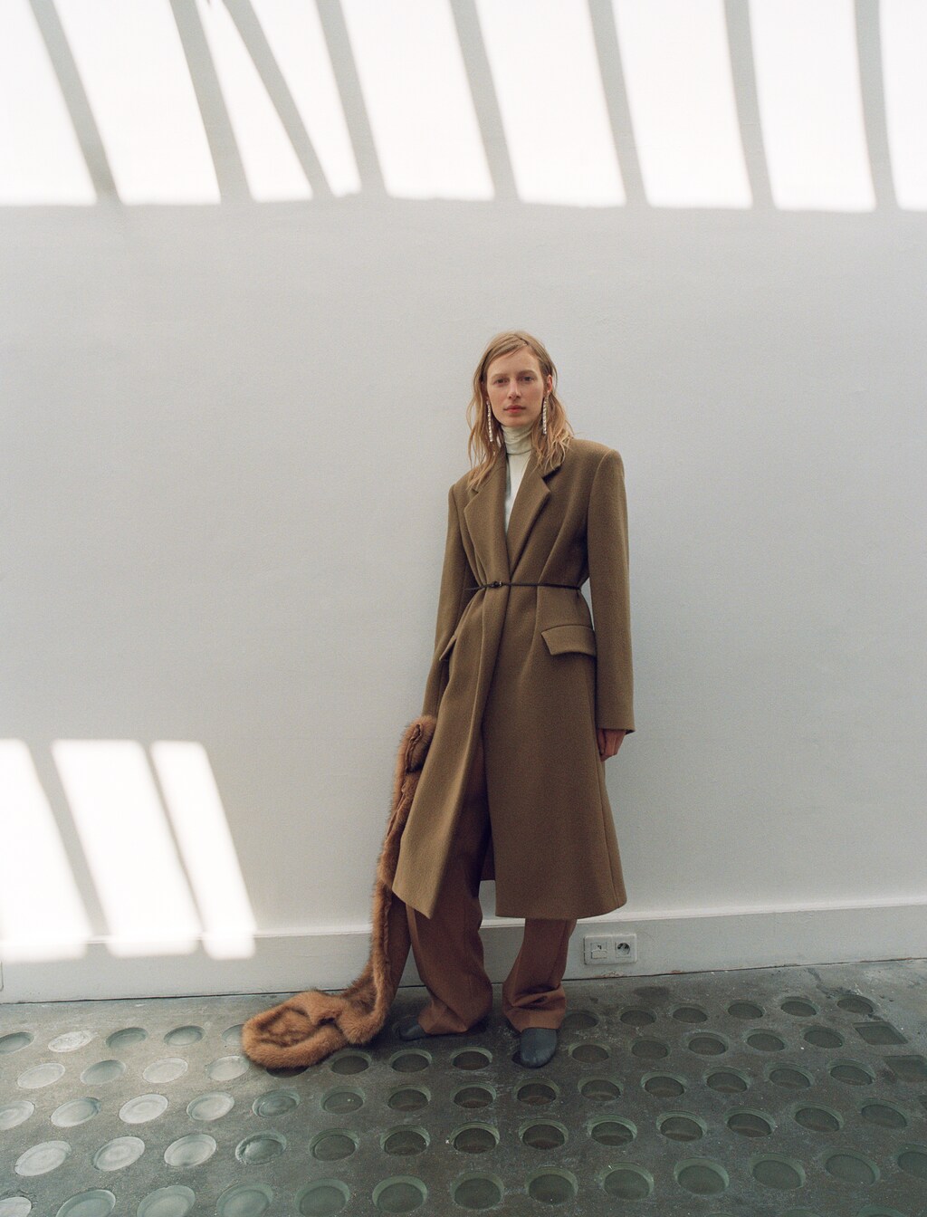 Wool coat with lapels