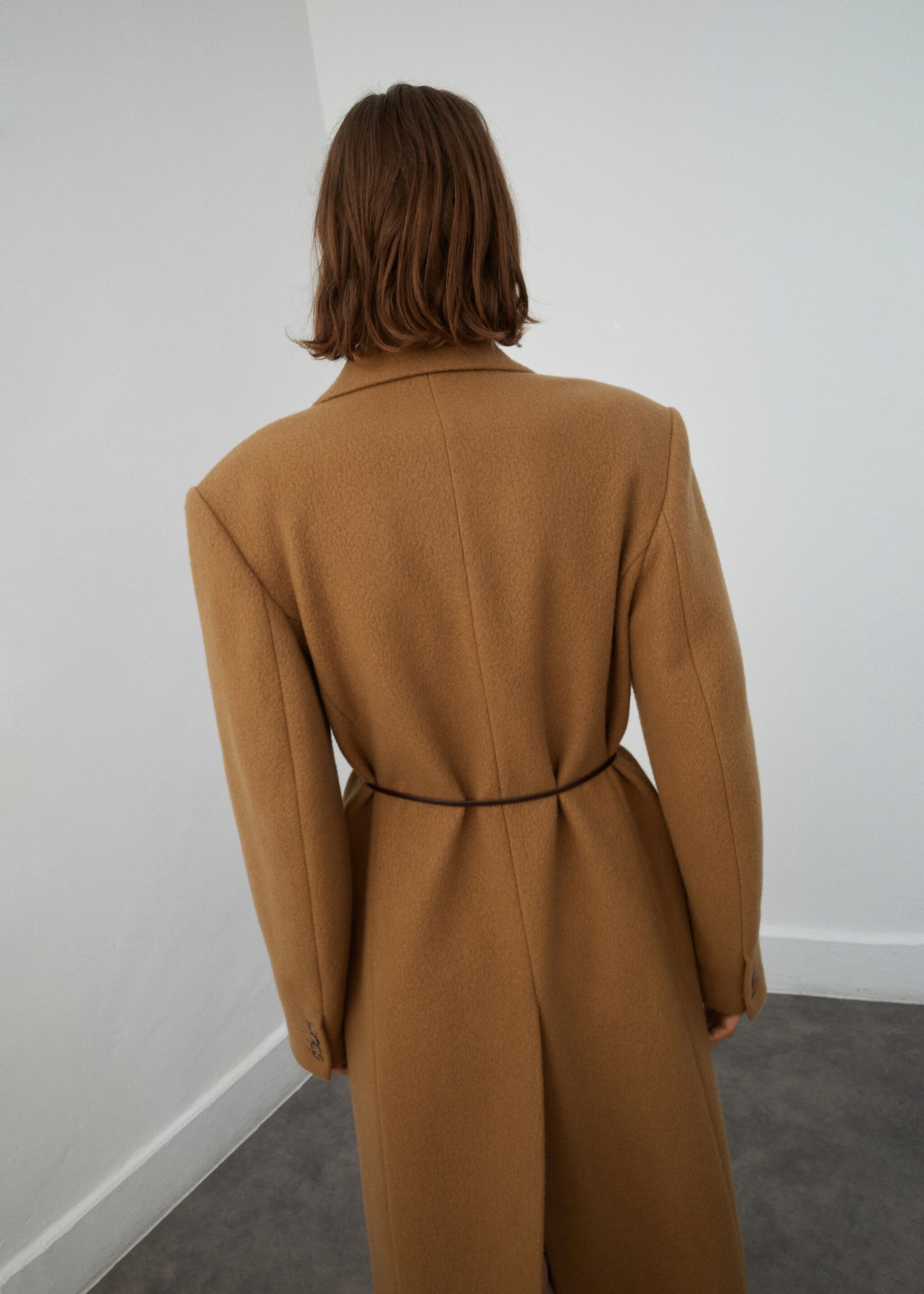 Lapels wool coat - Reverse of the article, Medium Brown. Ref: 17036361-00.