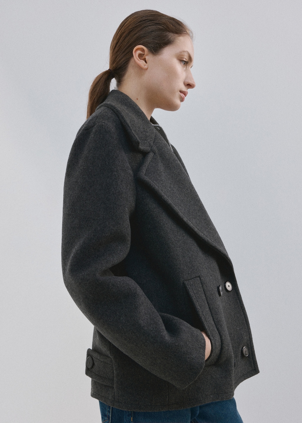 Double-breasted wool coat