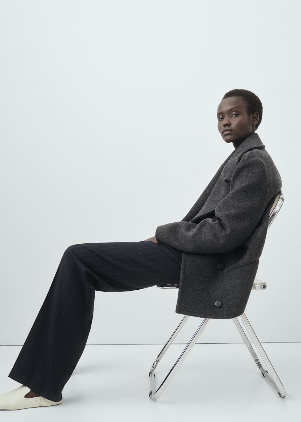 Double-breasted wool coat