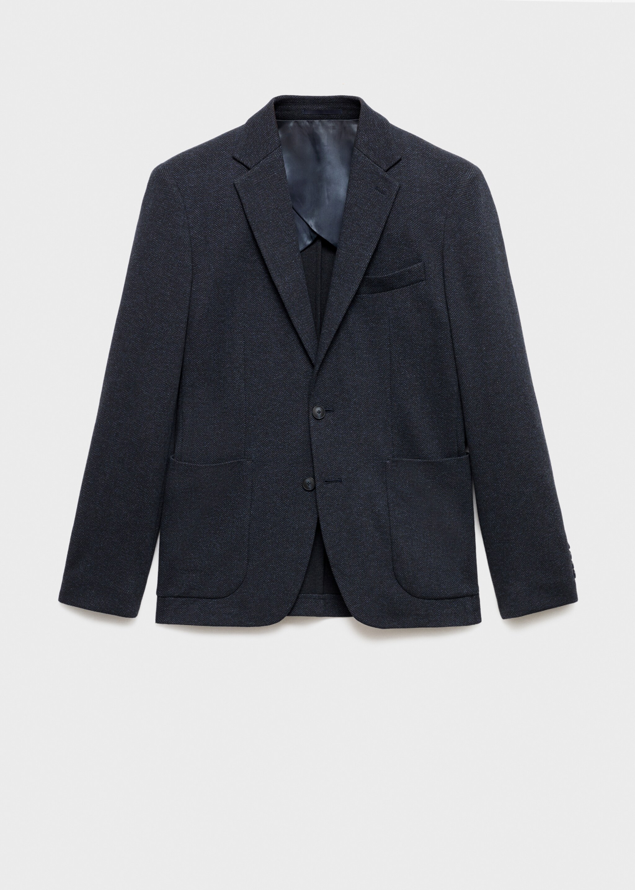 Slim-fit herringbone tailored jacket - Article without model, Navy. Ref: 17036723-00.