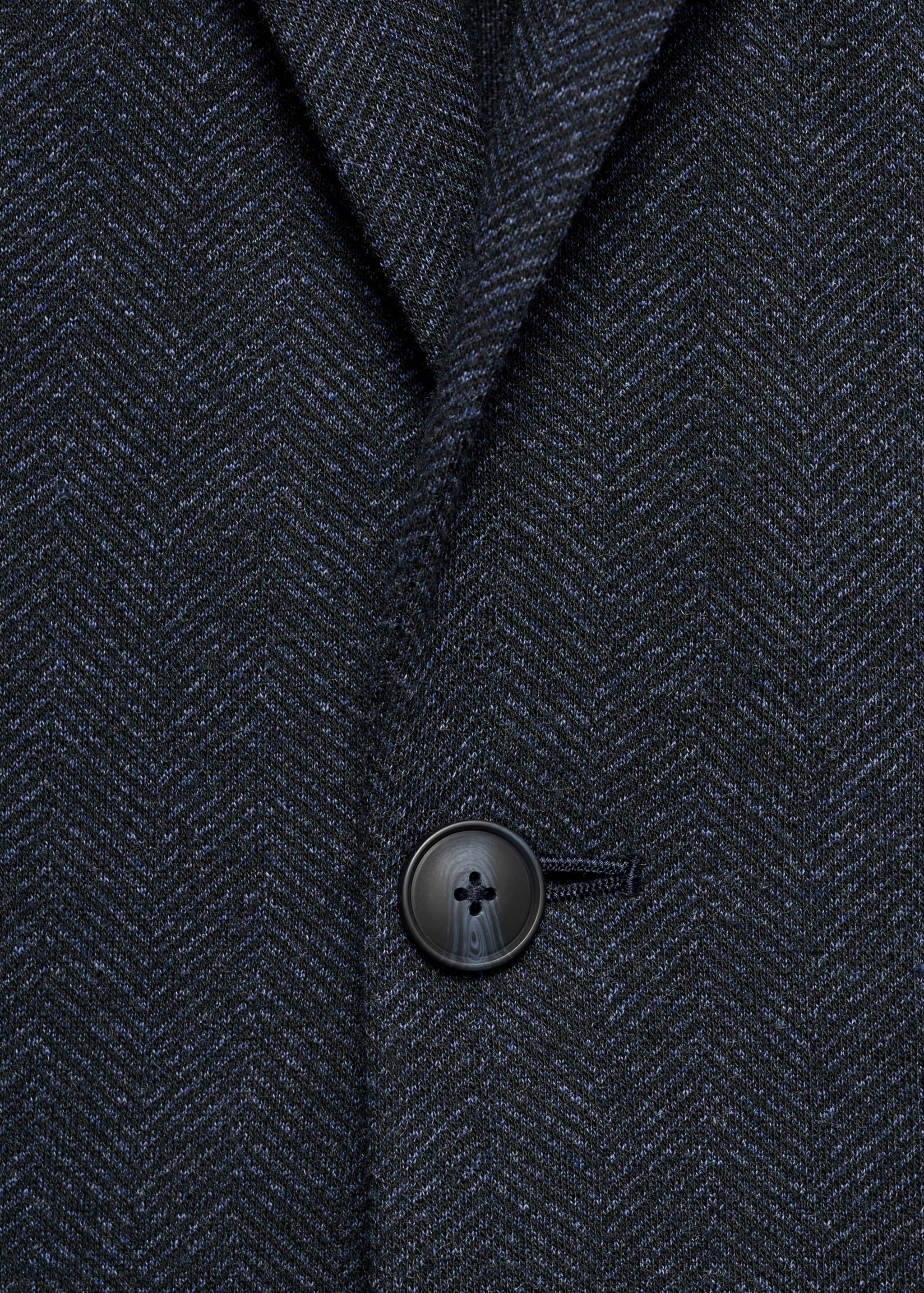 Slim-fit herringbone tailored jacket - Details of the article 0, Navy. Ref: 17036723-00.