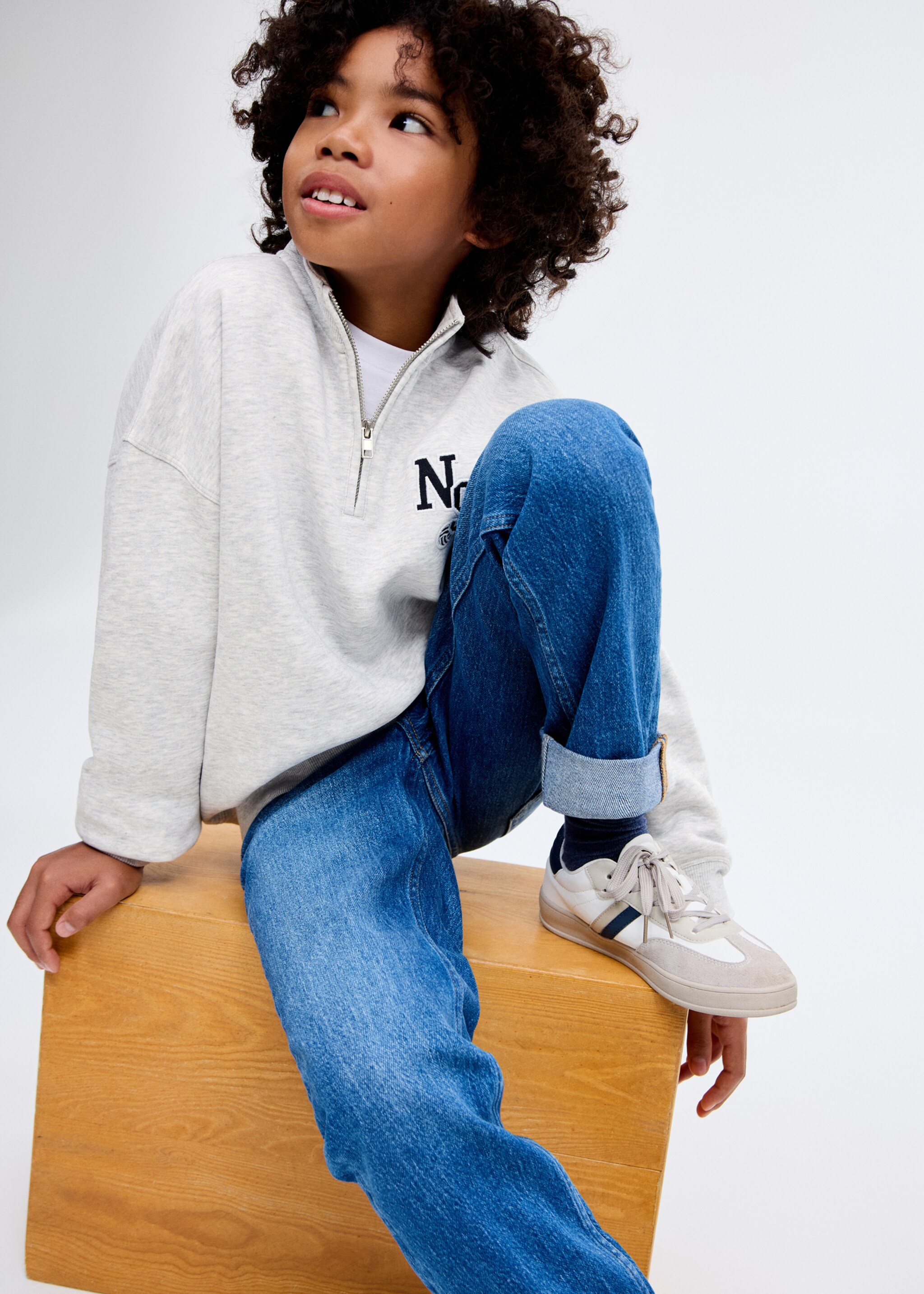 Perkins-neck cotton sweater - Medium plane, Medium Heather Grey. Ref: 17036731-00.