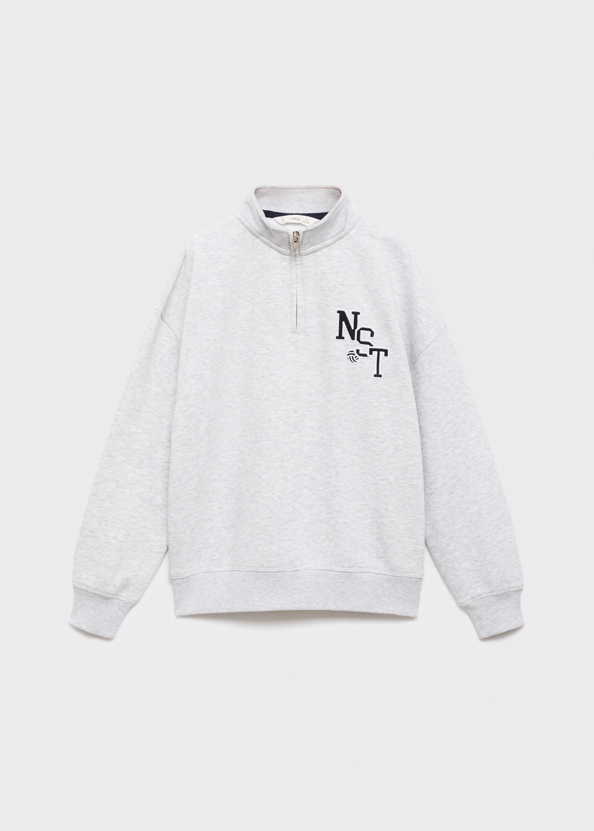 Perkins-neck cotton sweater - Article without model, Medium Heather Grey. Ref: 17036731-00.