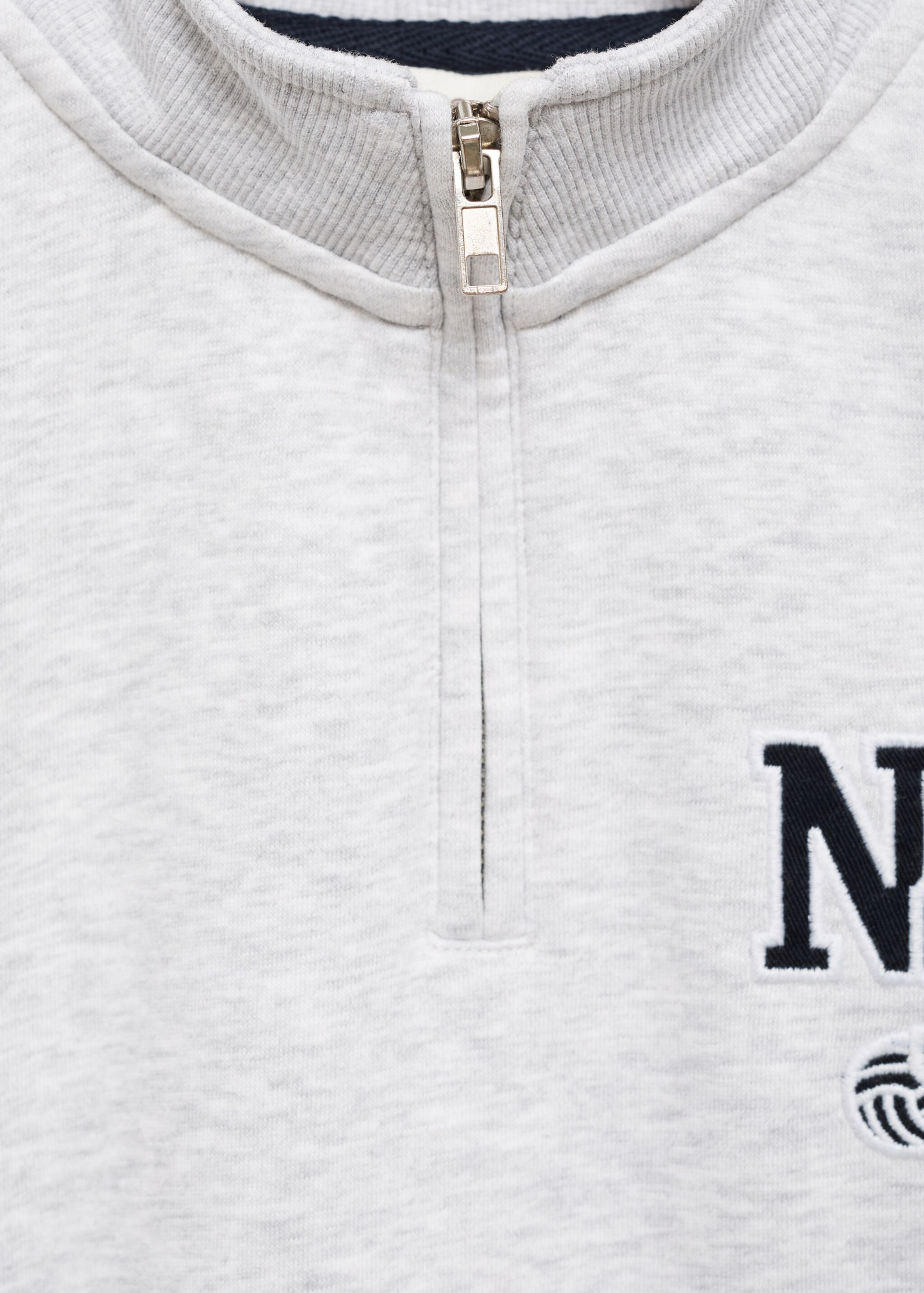 Perkins-neck cotton sweater - Details of the article 8, Medium Heather Grey. Ref: 17036731-00.