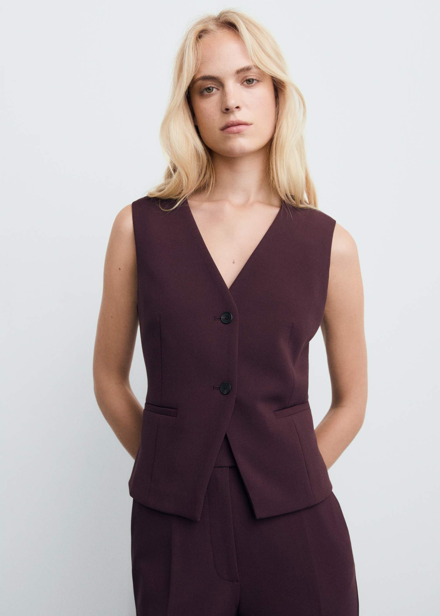 Fitted suit waistcoat - Main Image