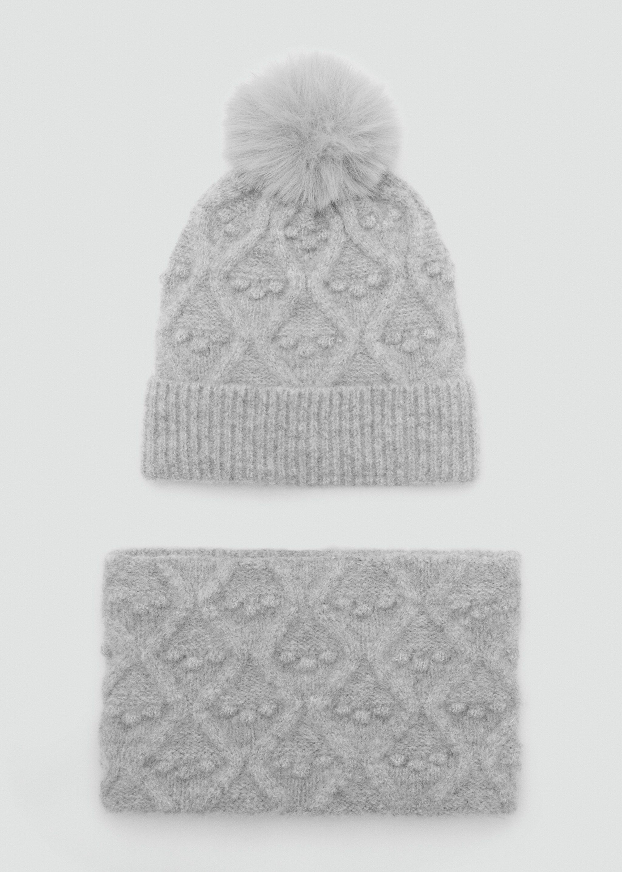 Textured pom-pom hat - Ürün detayı 2, Gri. Ref: 17036735-00.