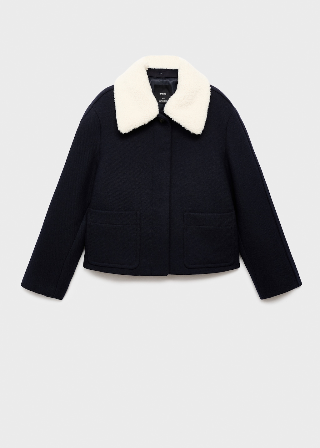 Wool-blend jacket with removable shearling collar - Women