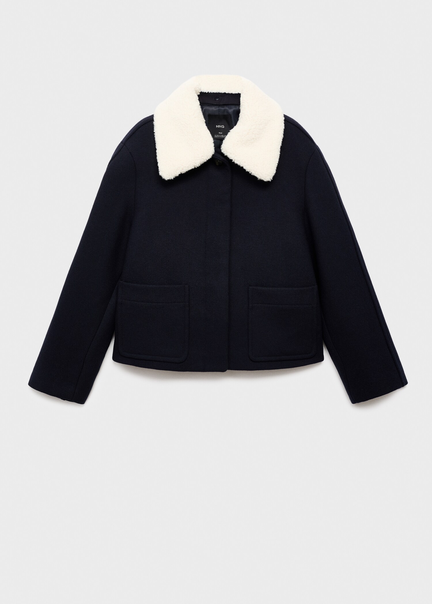 Wool blend jacket with sheepskin collar - Изделие без модели