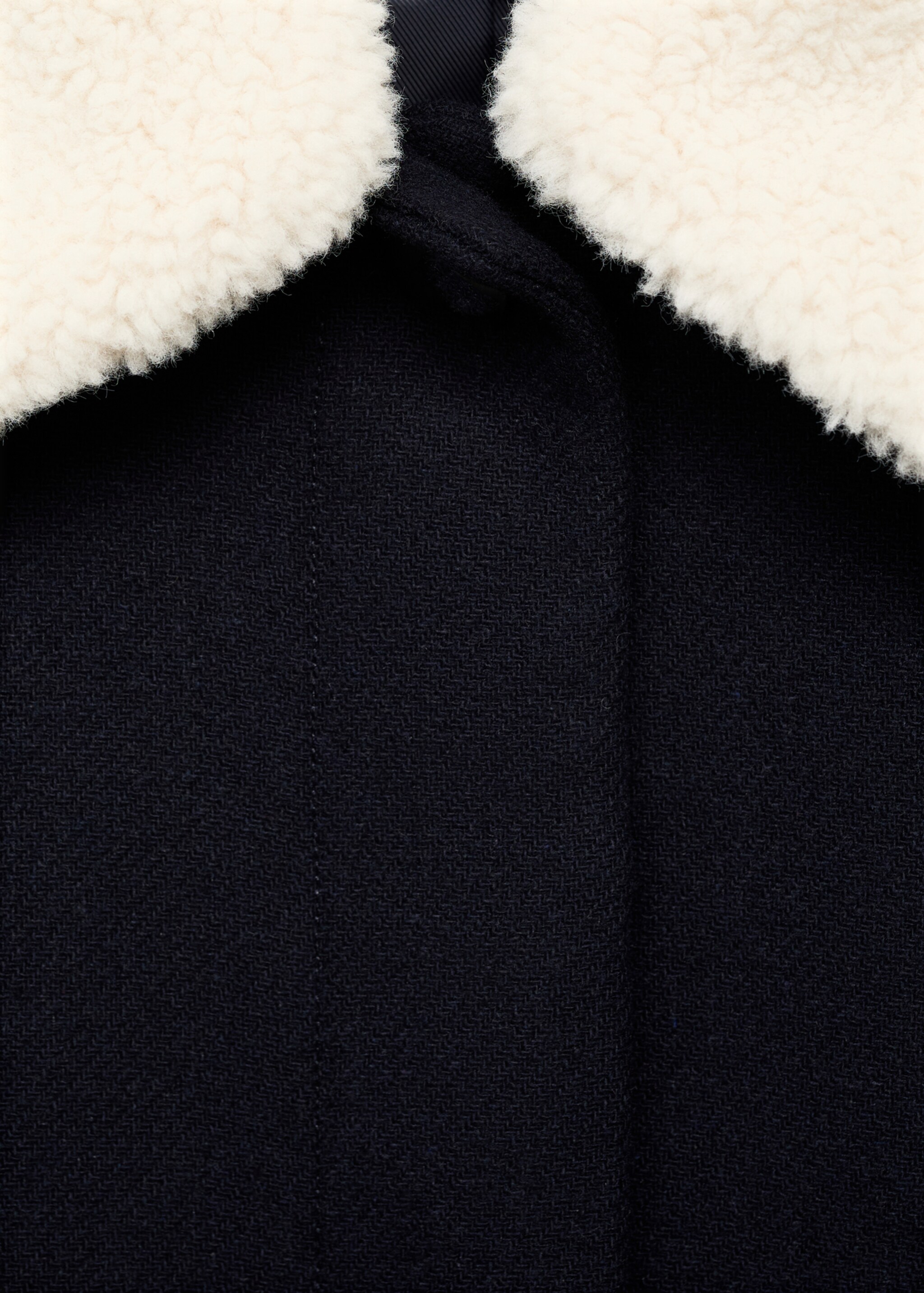 Wool blend jacket with sheepskin collar - Деталь изделия 8, Глубокий темно-синий. Ref: 17036736-00.