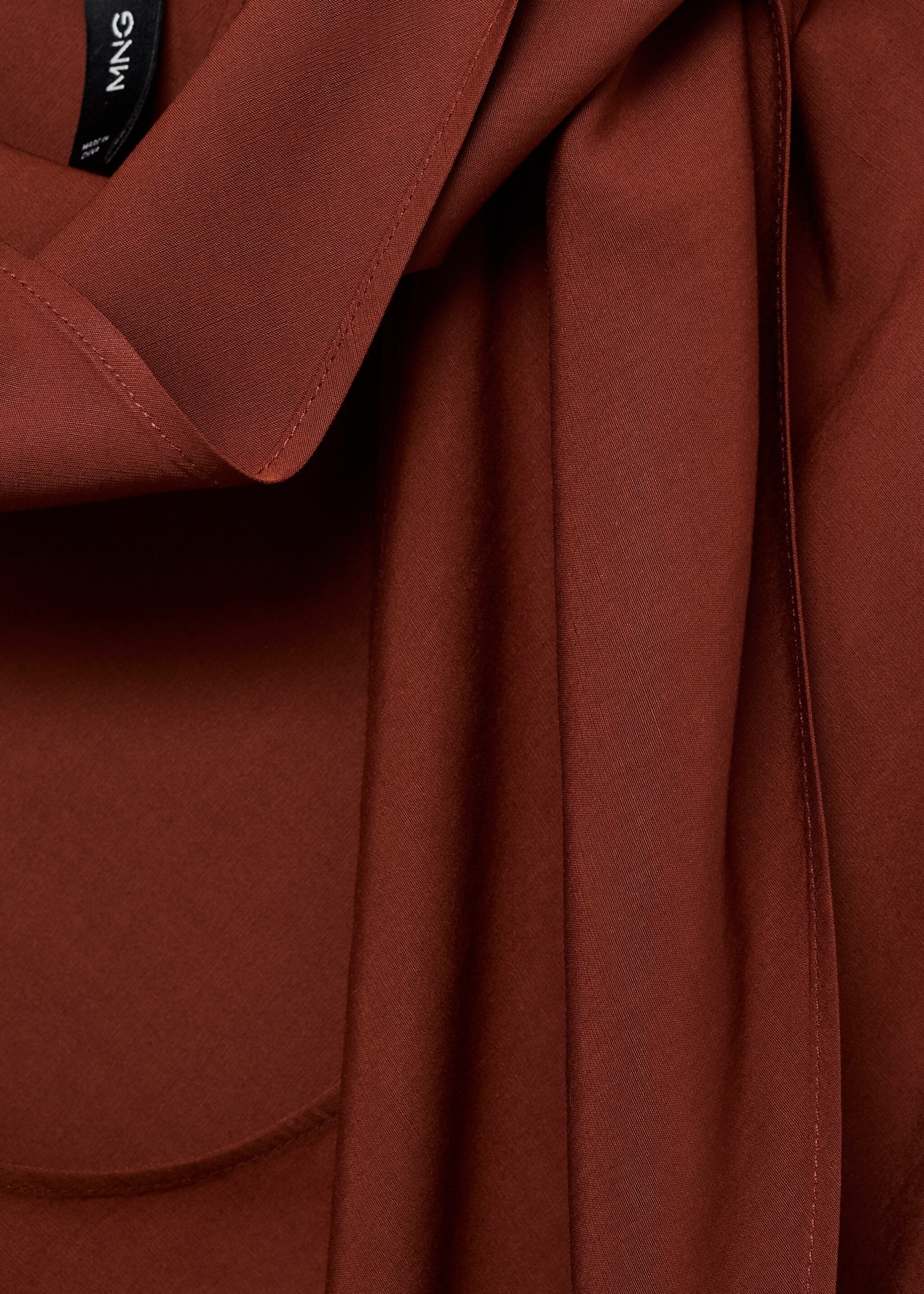 Blouse with foulard neckline - Details of the article 8, Russet. Ref: 17036740-00.