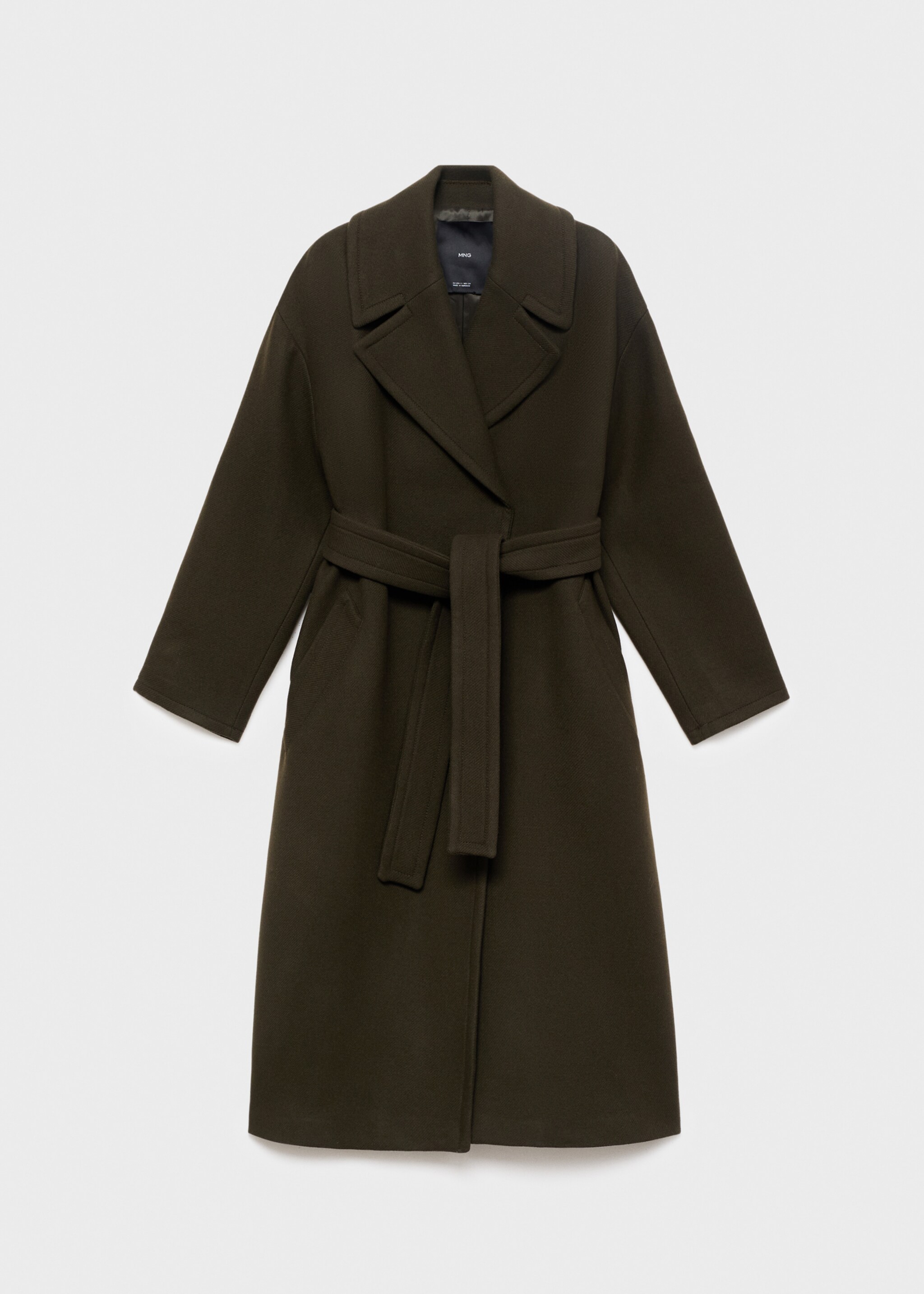 Virgin wool coat with belt - Article without model, Khaki. Ref: 17036745-00.