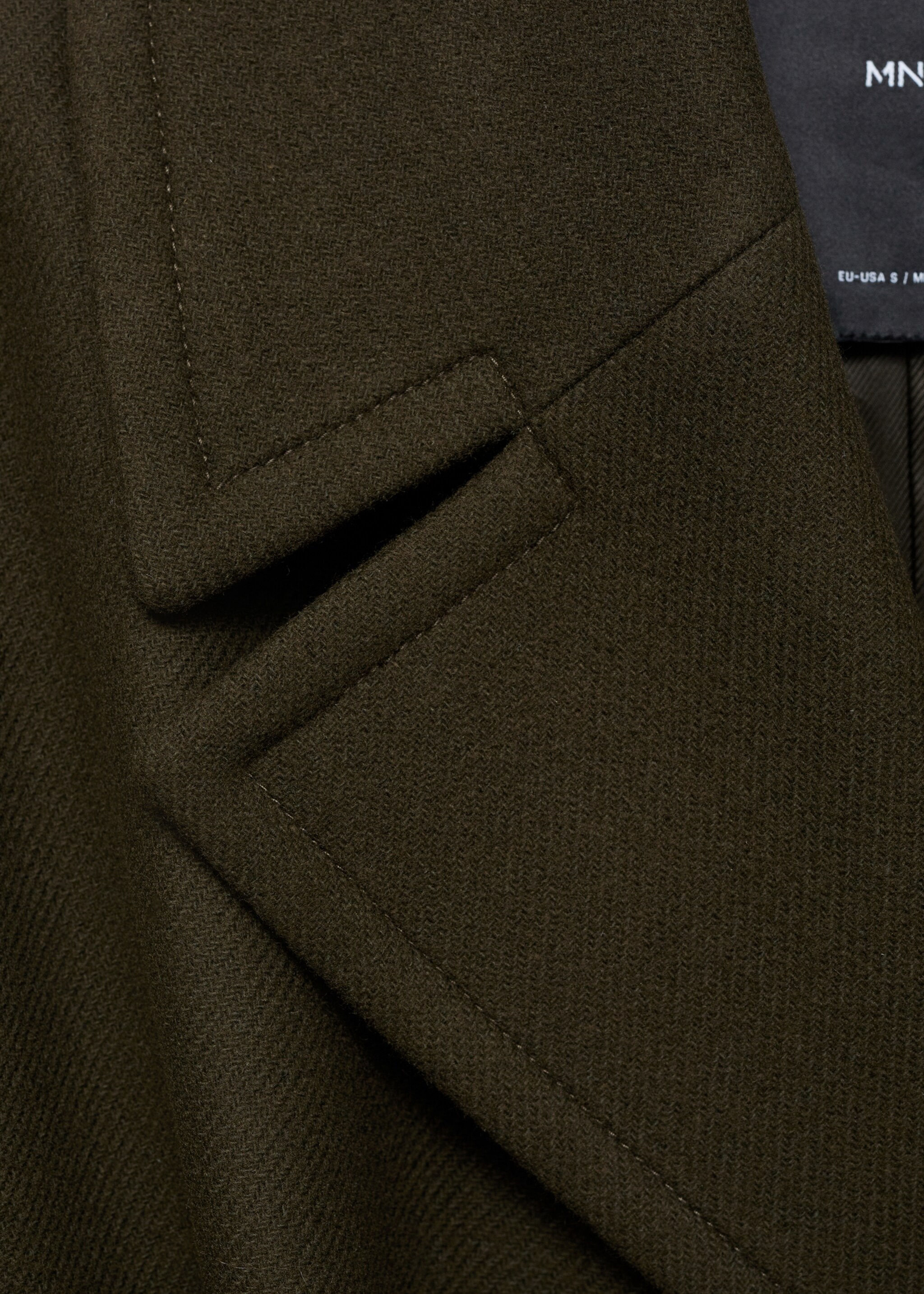 Virgin wool coat with belt - Details of the article 0, Khaki. Ref: 17036745-00.