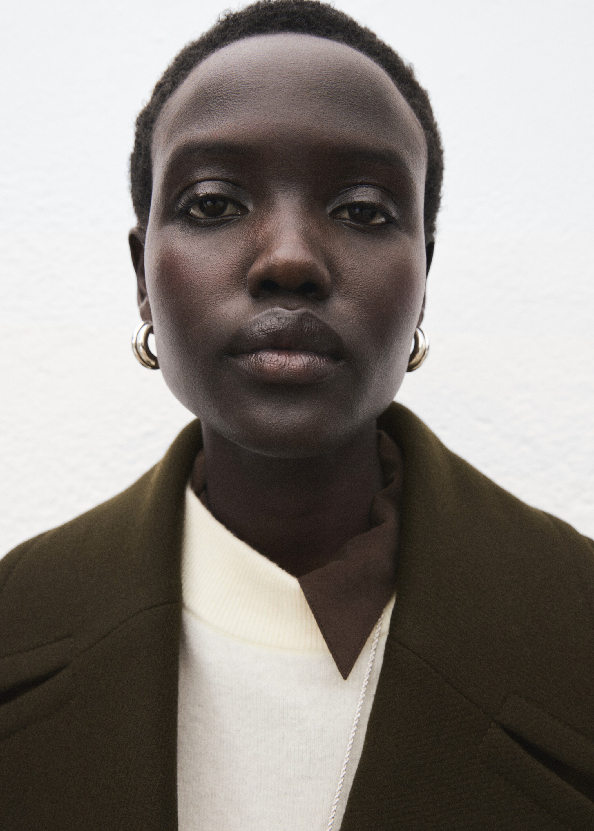 Virgin wool coat with belt - Details of the article 1, Khaki. Ref: 17036745-00.