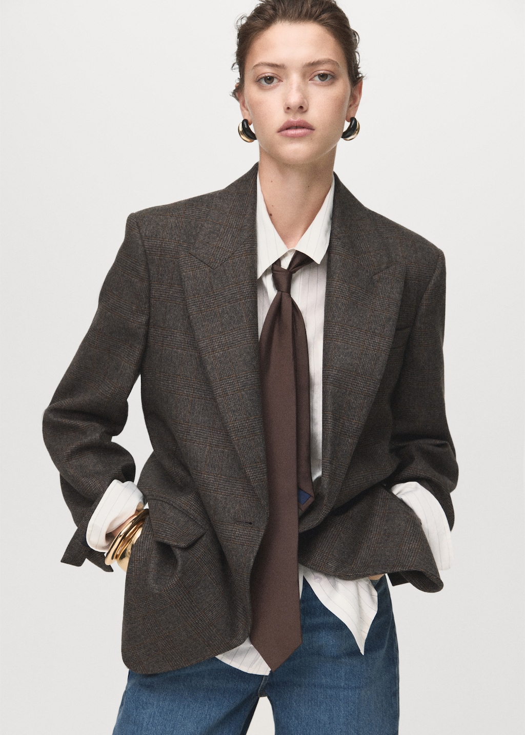 Micro houndstooth wool blazer