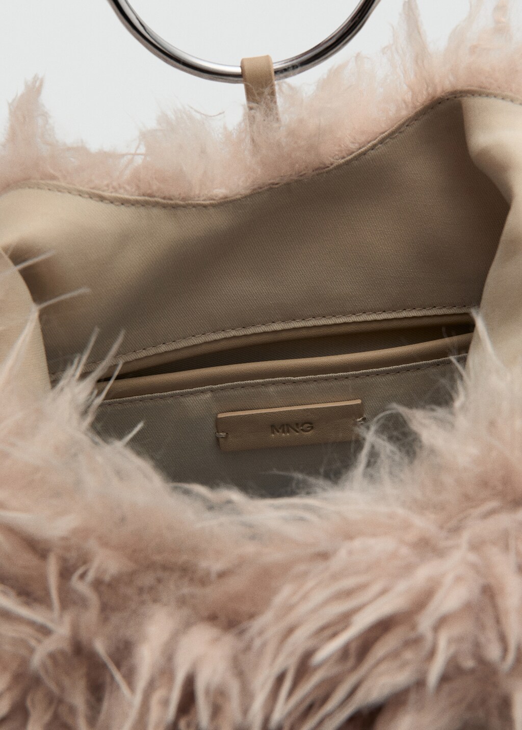 Shoulder bag with fur and hoop detail
