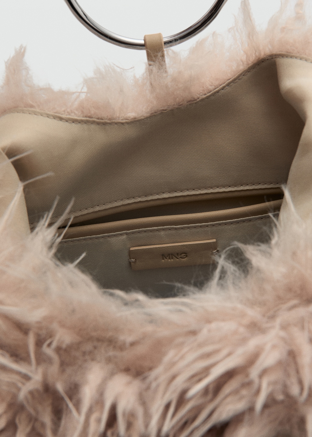 Shoulder bag with fur and hoop detail