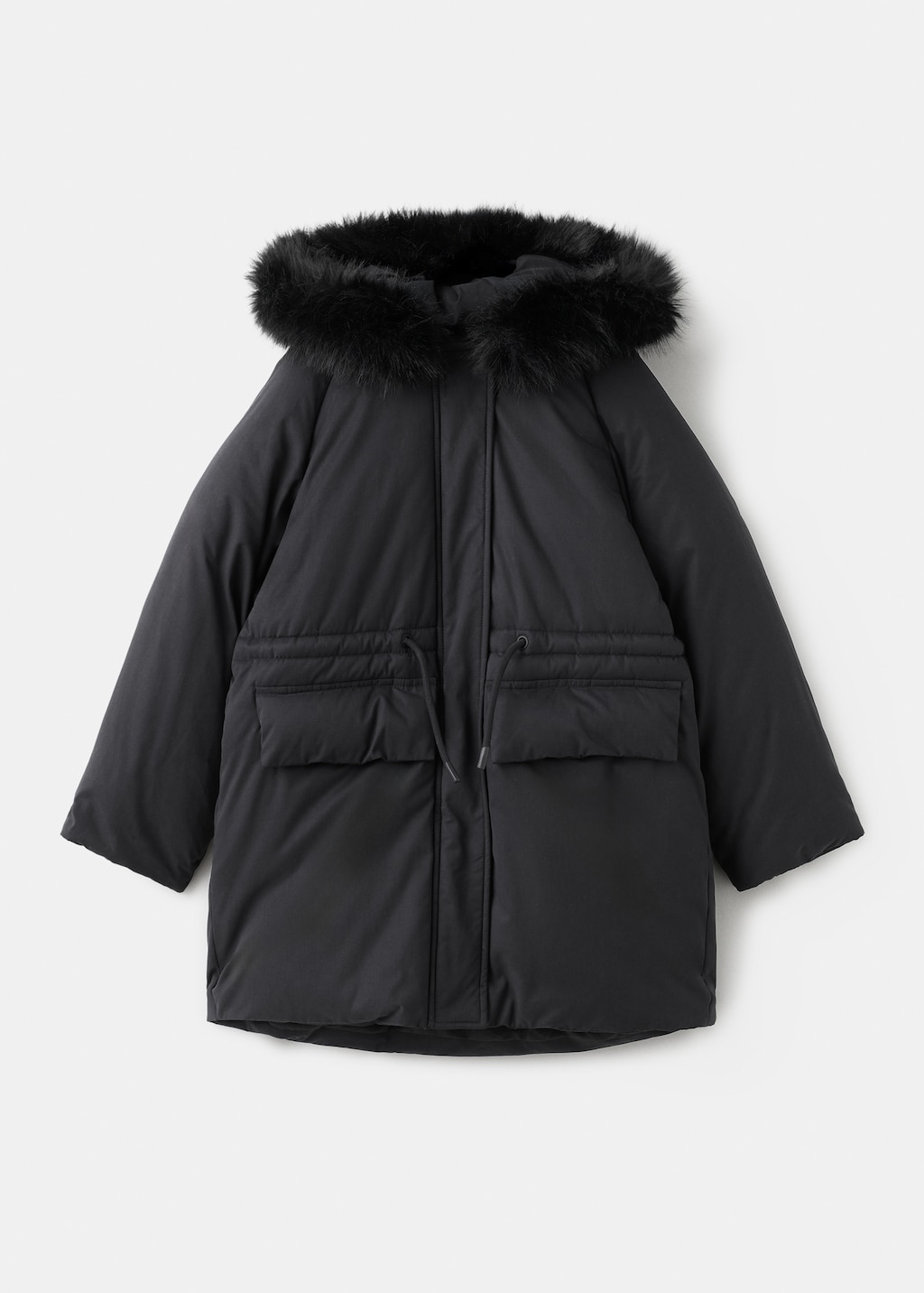 Anorak with shearling-effect hood