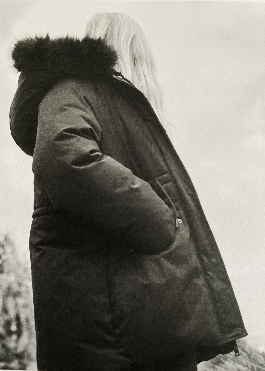 Anorak with shearling-effect hood