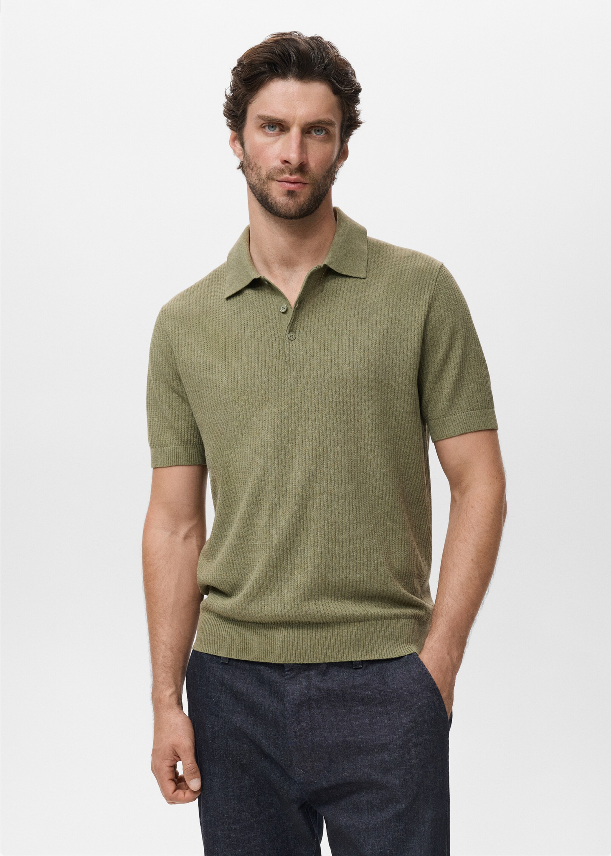 Polo punto canalé - Plano medio, Verde oscuro. Ref: 17037763-00.