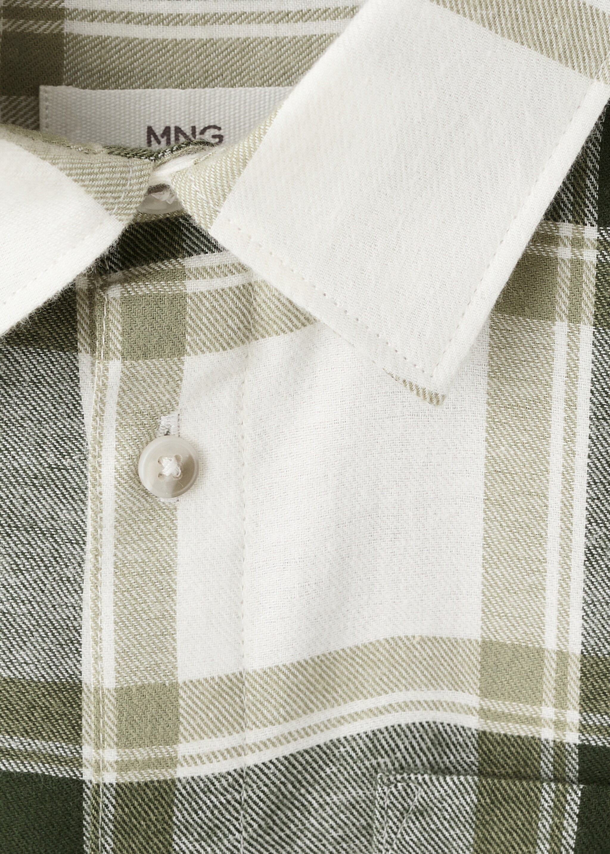 Cotton check shirt - Details of the article 0, Khaki. Ref: 17037767-00.